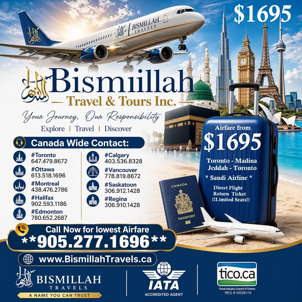 Bismillah Travel & Tours - Canada Facebook ad: Saudi Airline Ticket only $1695