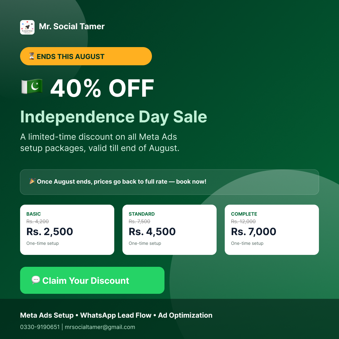 Mr. Social Tamer Facebook ad: 40% OFF Ends This August