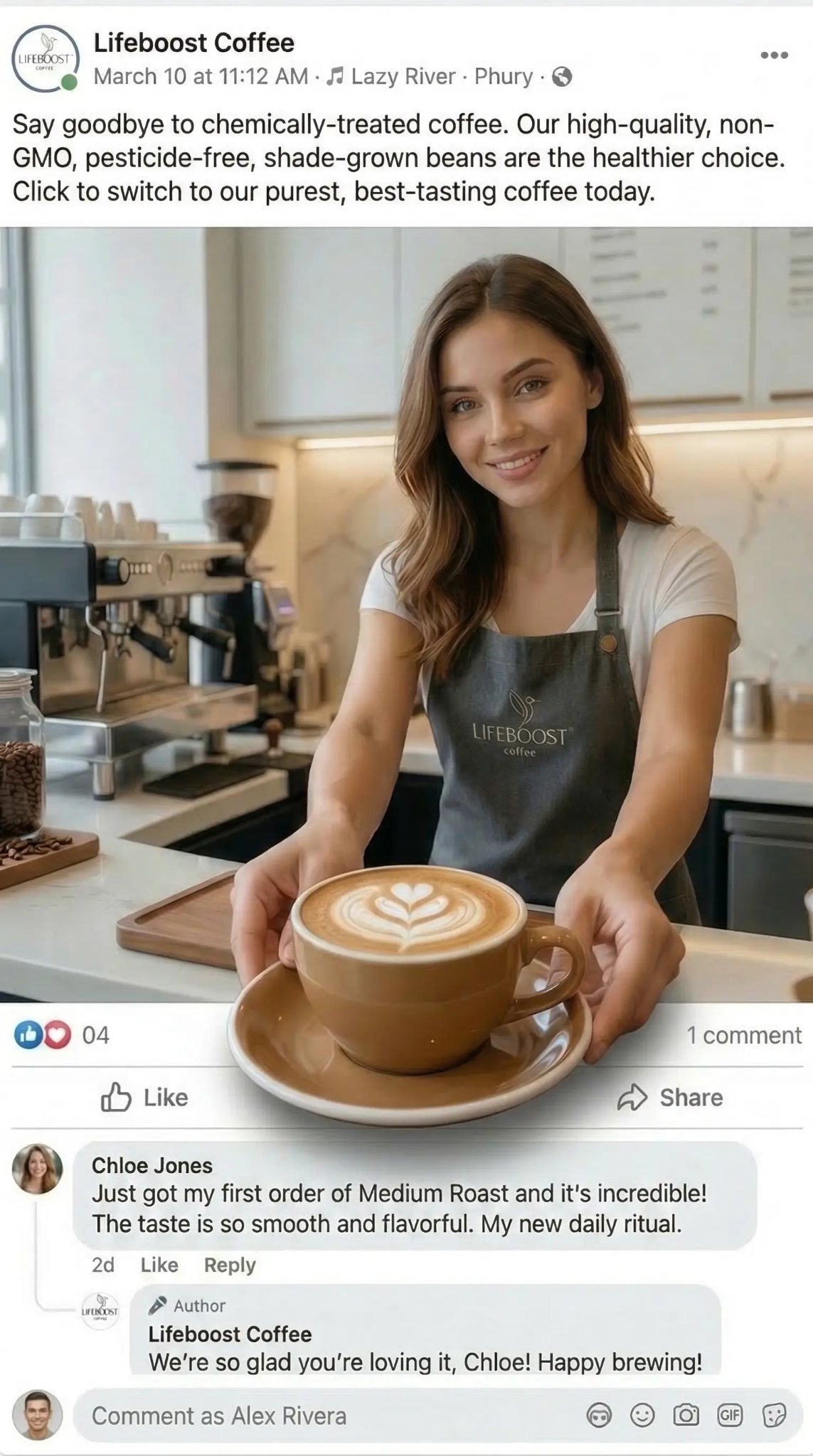 Lifeboost Coffee Facebook ad