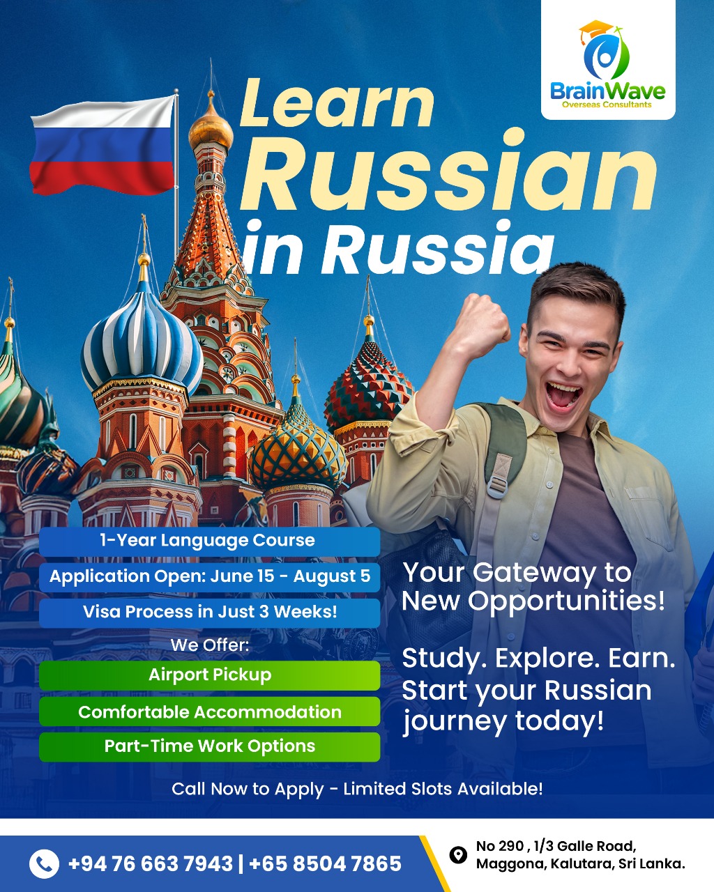 Brainwave Overseas Consultants Facebook ad: Learn Russian in Russia!