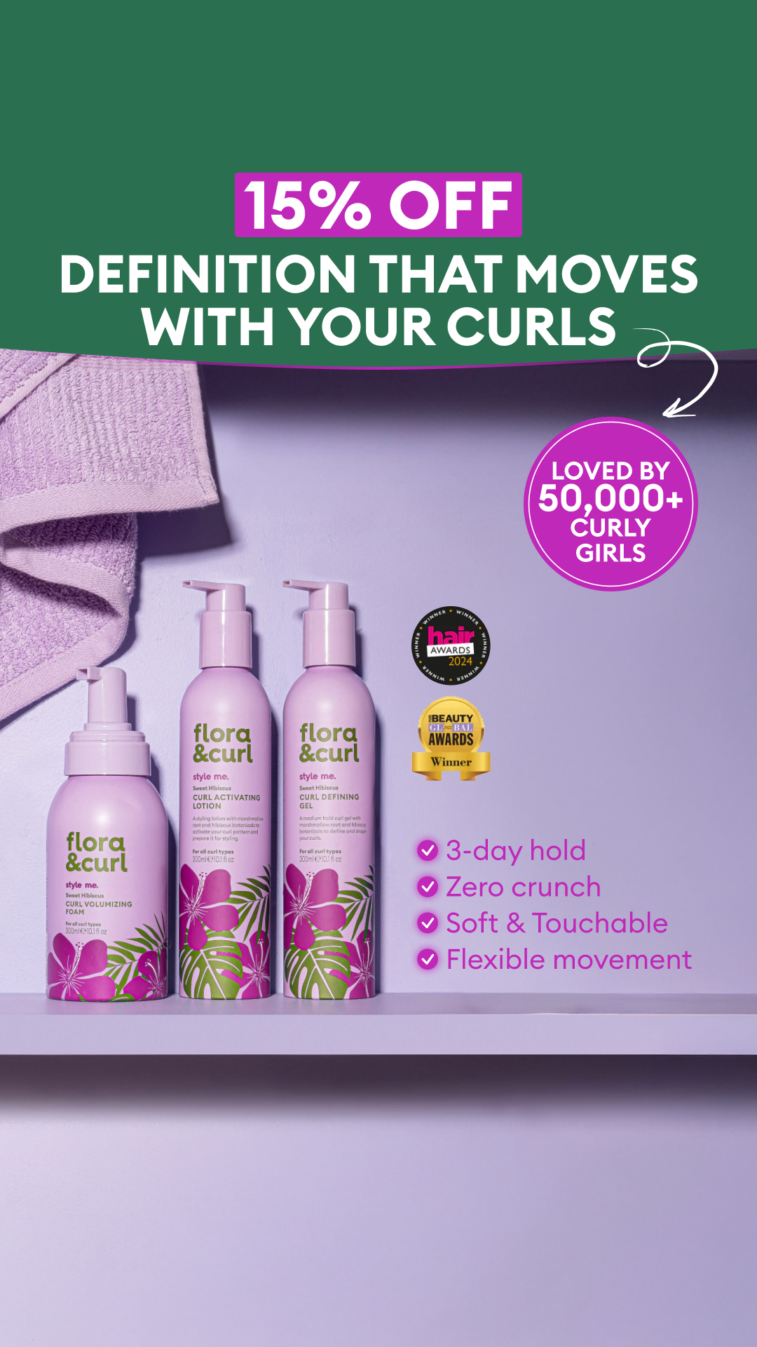 Flora & Curl Haircare Facebook ad