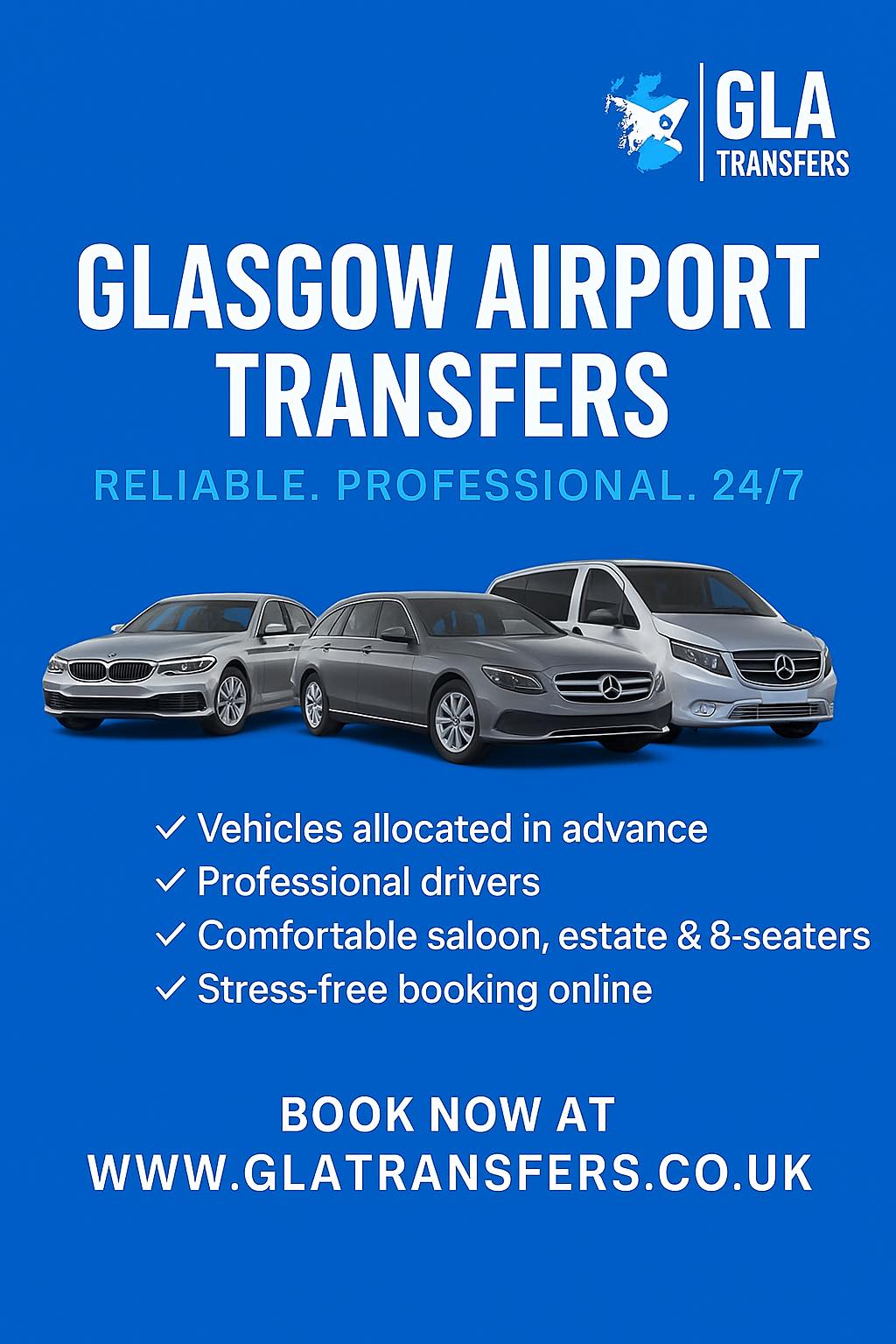 GLA Transfers Facebook ad: GLA Transfers Glasgow - Fixed Price Airport Taxi Transfers