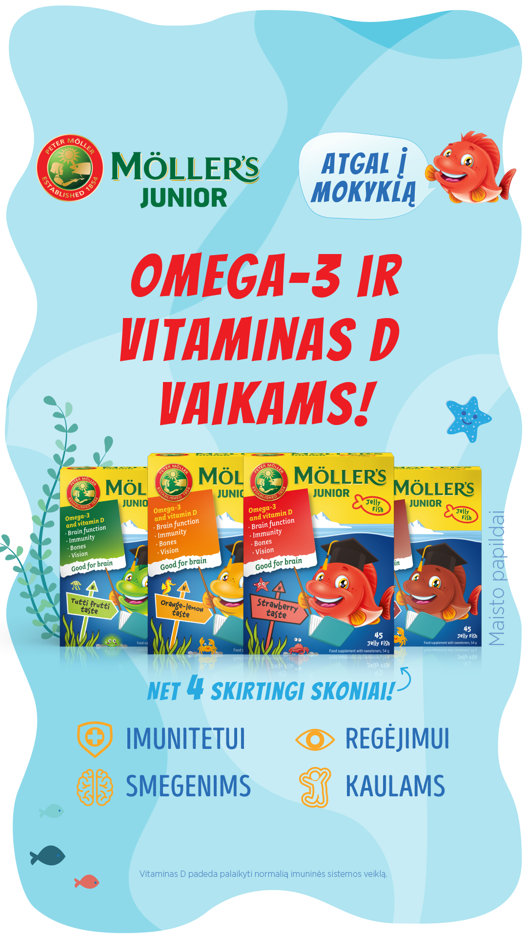 Möller’s žuvų taukai Facebook ad: Vaikų smegenų veiklai ir imunitetui!