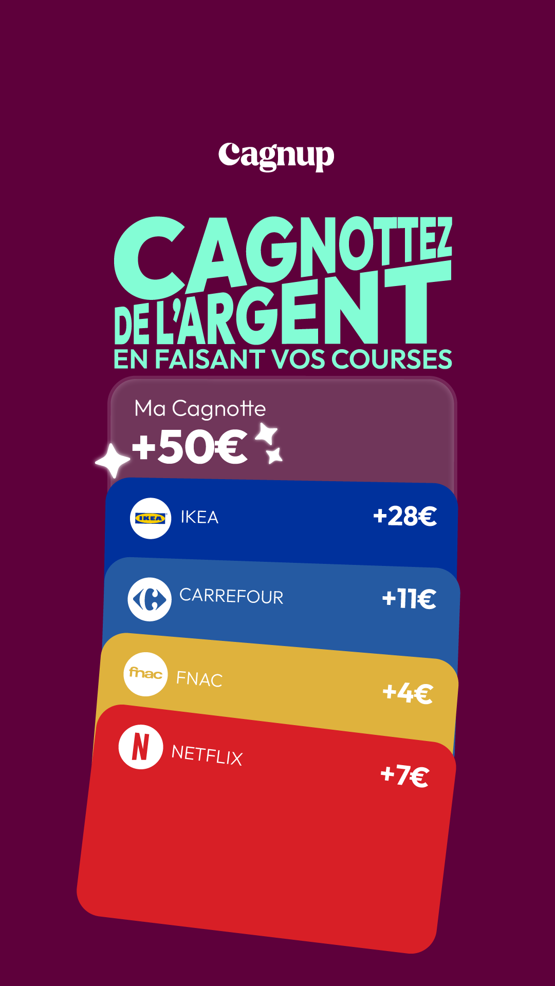 Cagnup Facebook ad: Transformez chaque dépense en épargne