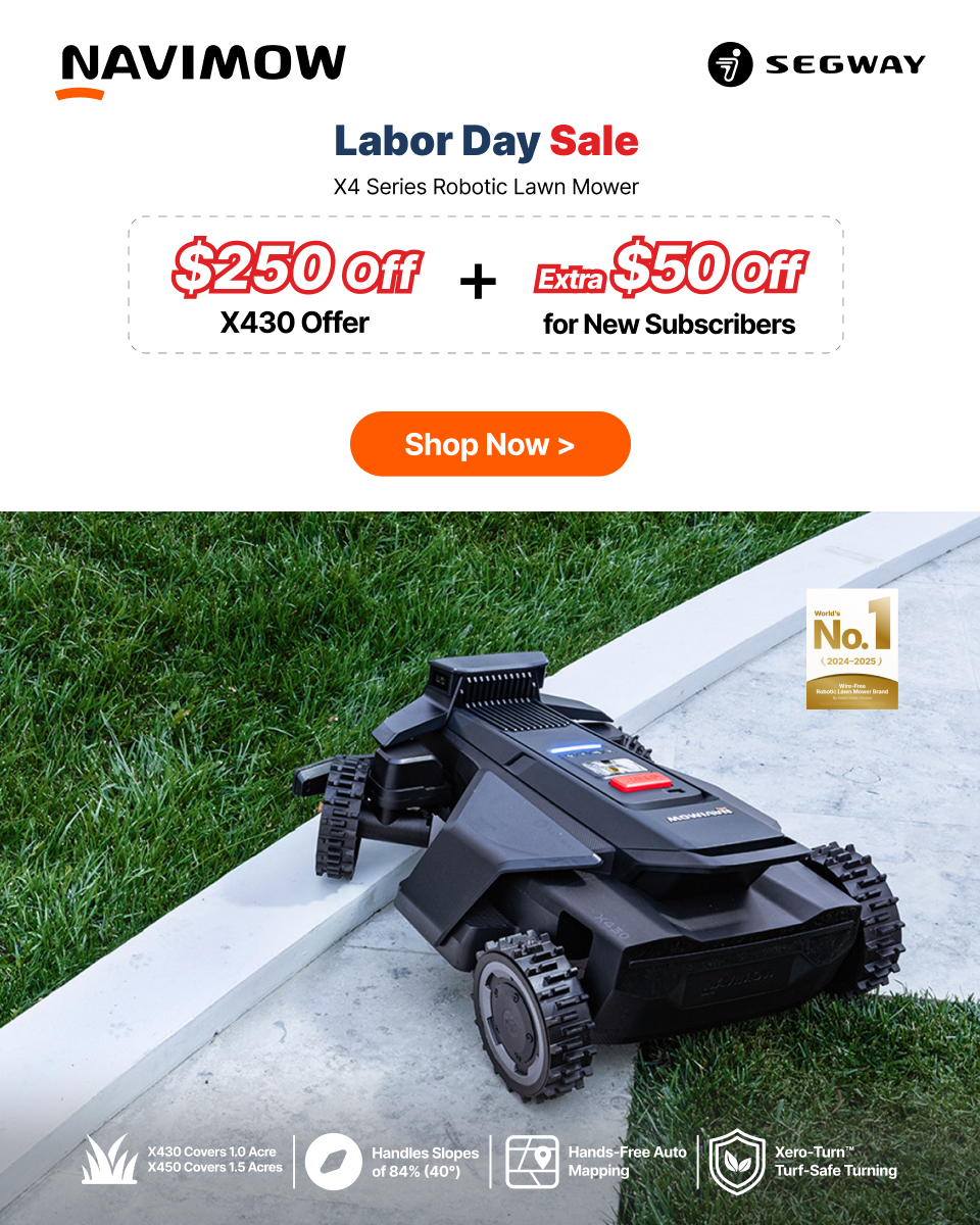 Segway Navimow Facebook ad: $250 OFF X430 Mower | Navimow Labor Day Deals