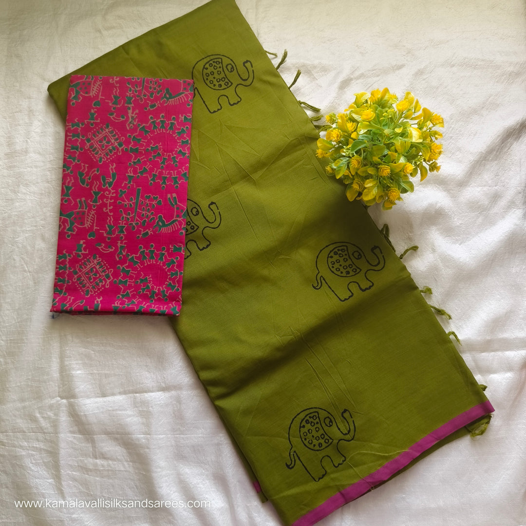 Kamalavalli Silks and Sarees Facebook ad: South Cotton Mix Hand Block Printed Sarees |…