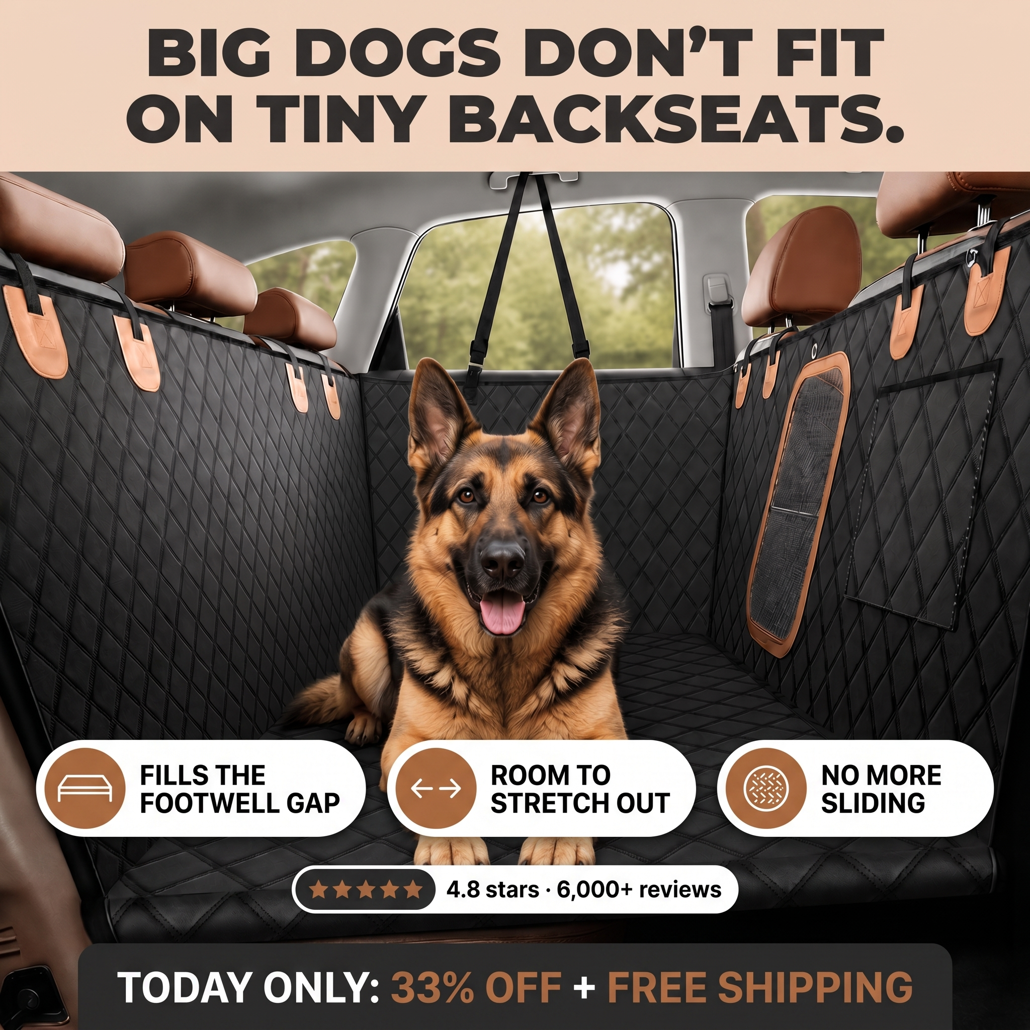 Soluvia Facebook ad: The Last Dog Seat Cover You'll Buy
