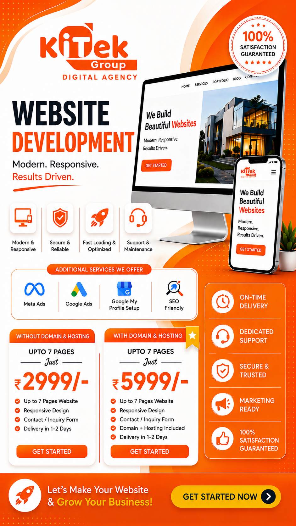 KiTek Group Facebook ad: Website Development Starting at ₹2,999