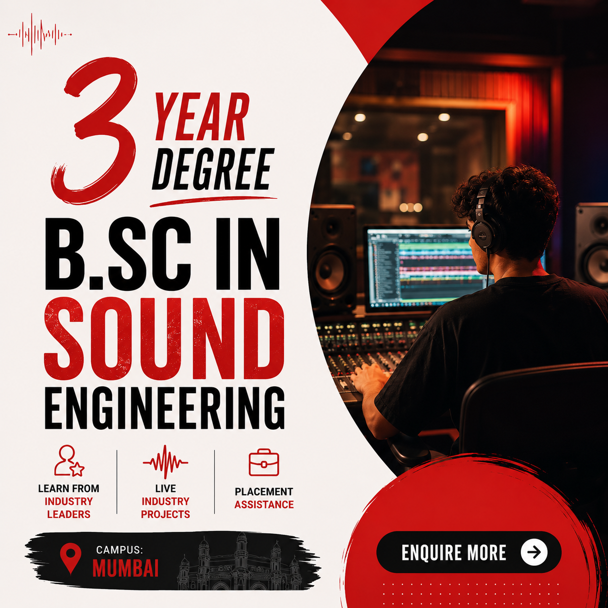 The Audio Guys Institute Facebook ad: Learn to Make Music