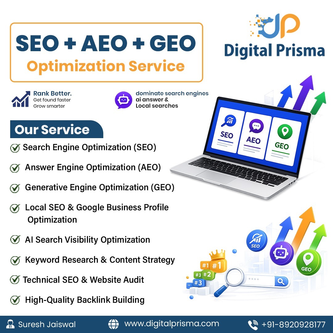 Digital Prisma Agency India Facebook ad: SEO + AEO + GEO = More Leads & Sales