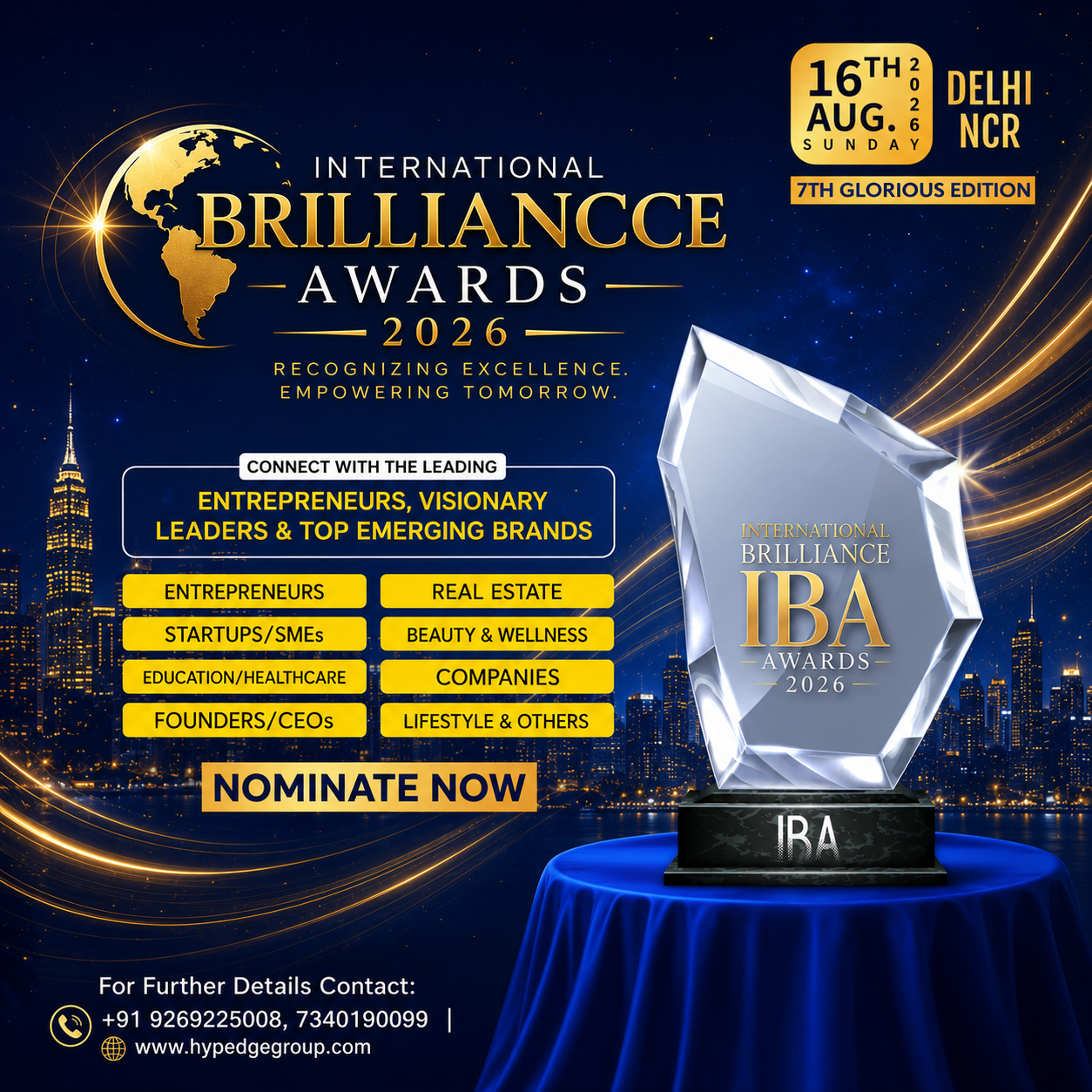 Hypedge Media Group Facebook ad: International Brilliance Awards 2026 - 7th Glorious…