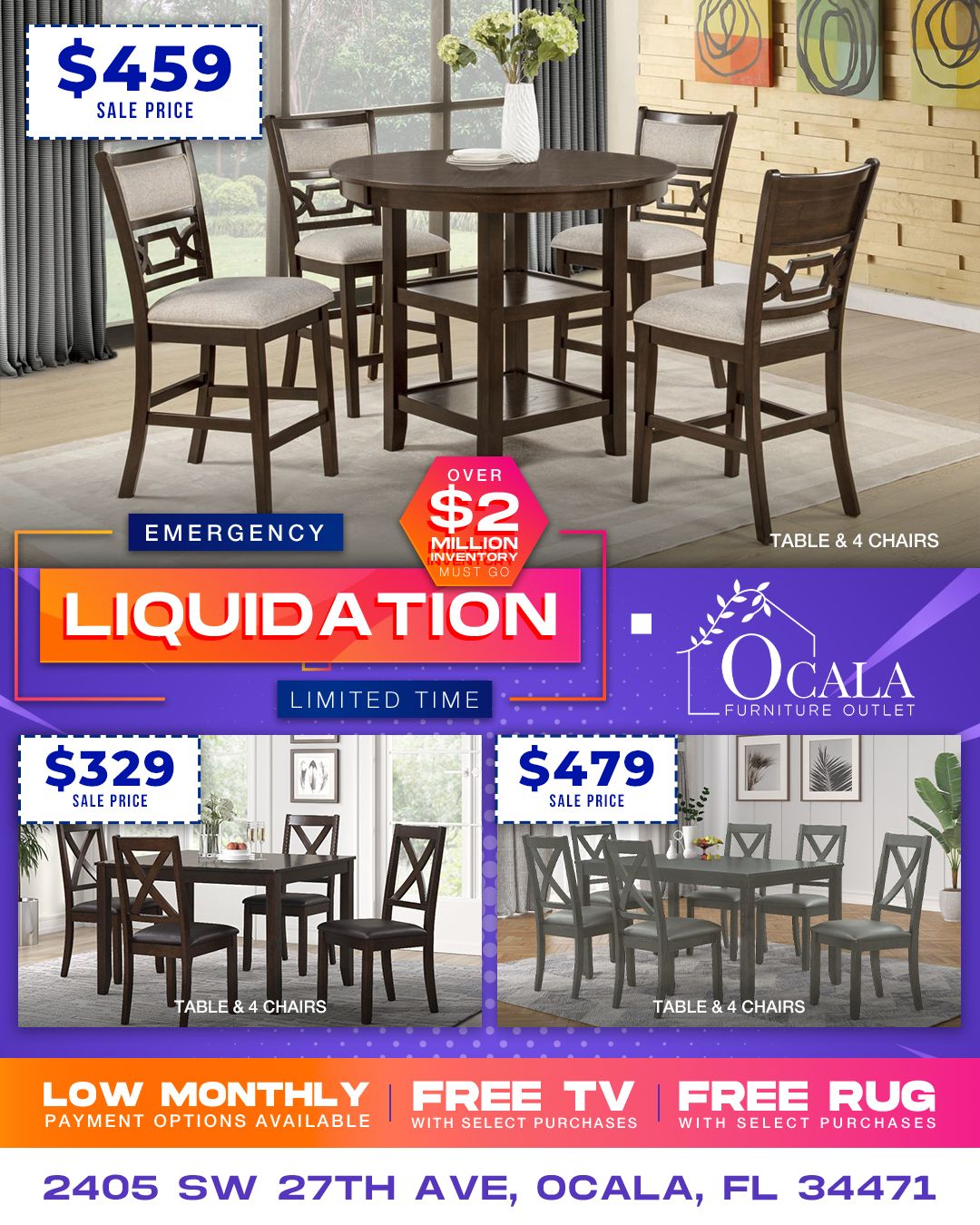 Ocala Furniture Outlet Facebook ad: Host the ultimate Banquets when you shop our…
