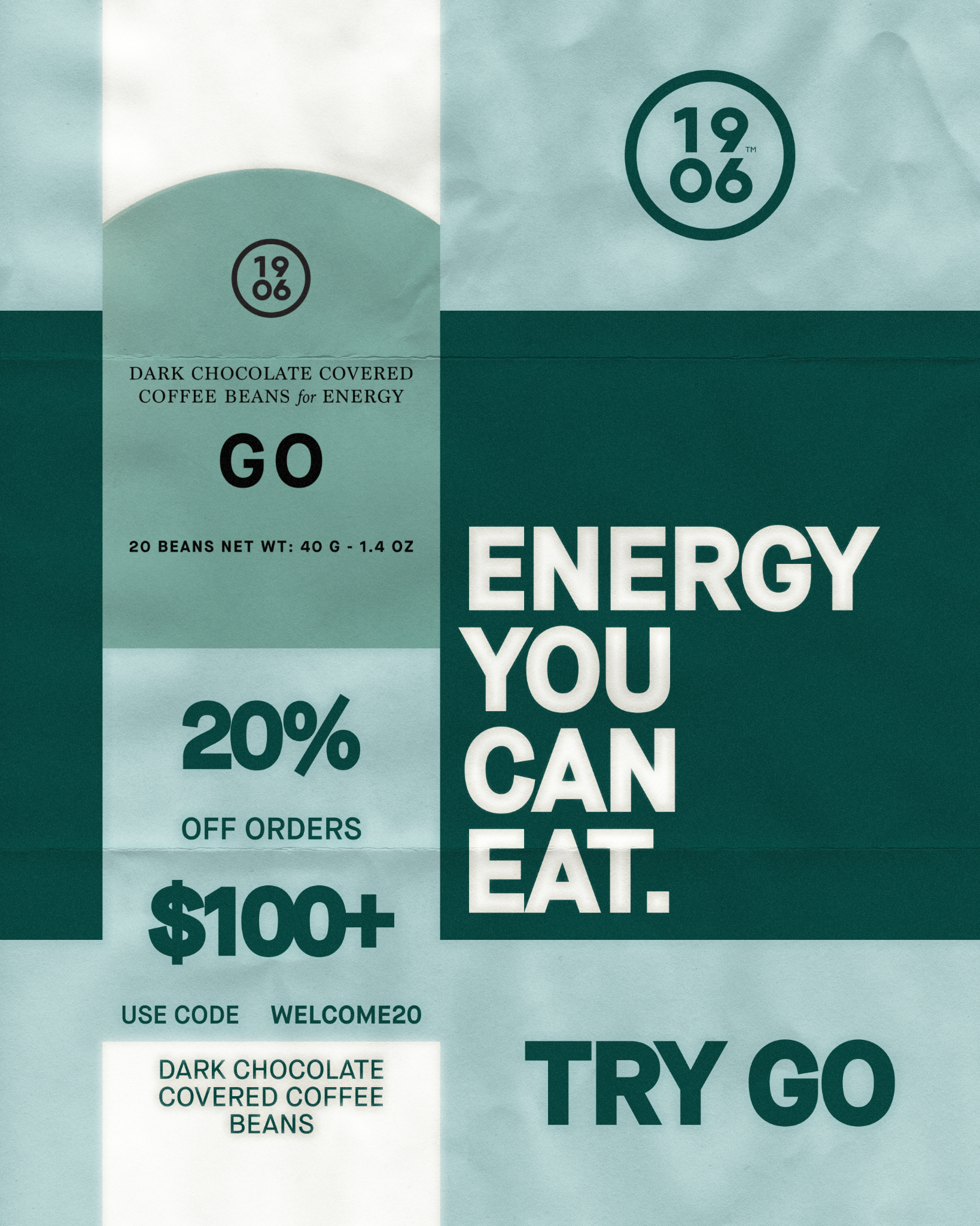 Get 1906 Facebook ad: NEW: GO Beans Save 20% with WELCOME20
