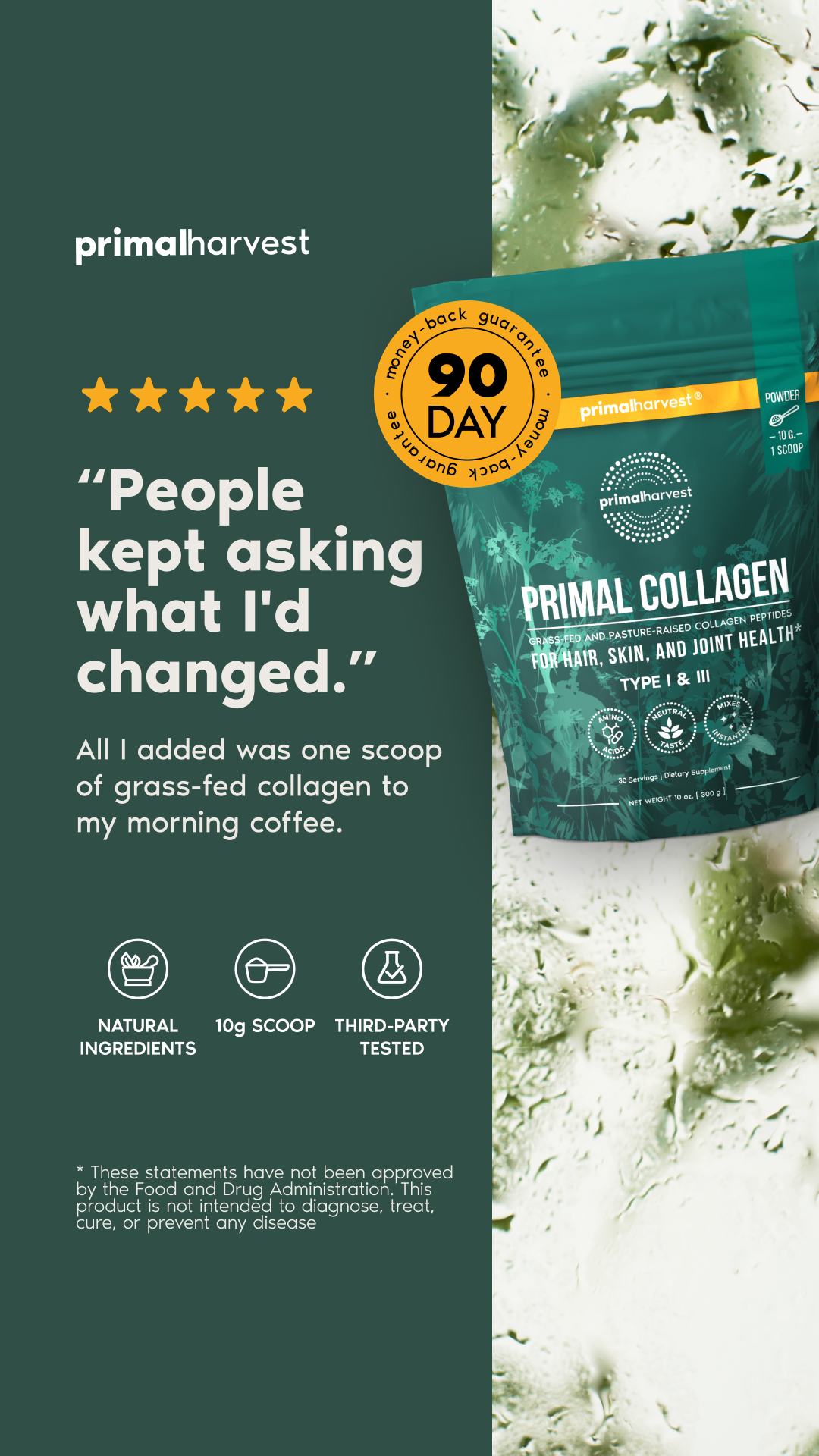Primal Harvest Facebook ad: Fuller Hair in One Scoop