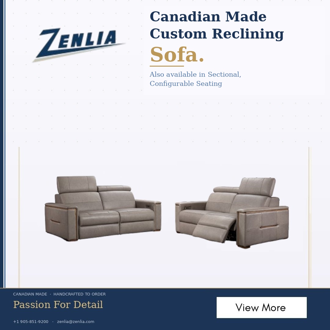 Zenlia Home Store Facebook ad: Shop recliners at Zenlia in Woodbridge, Vaughan.