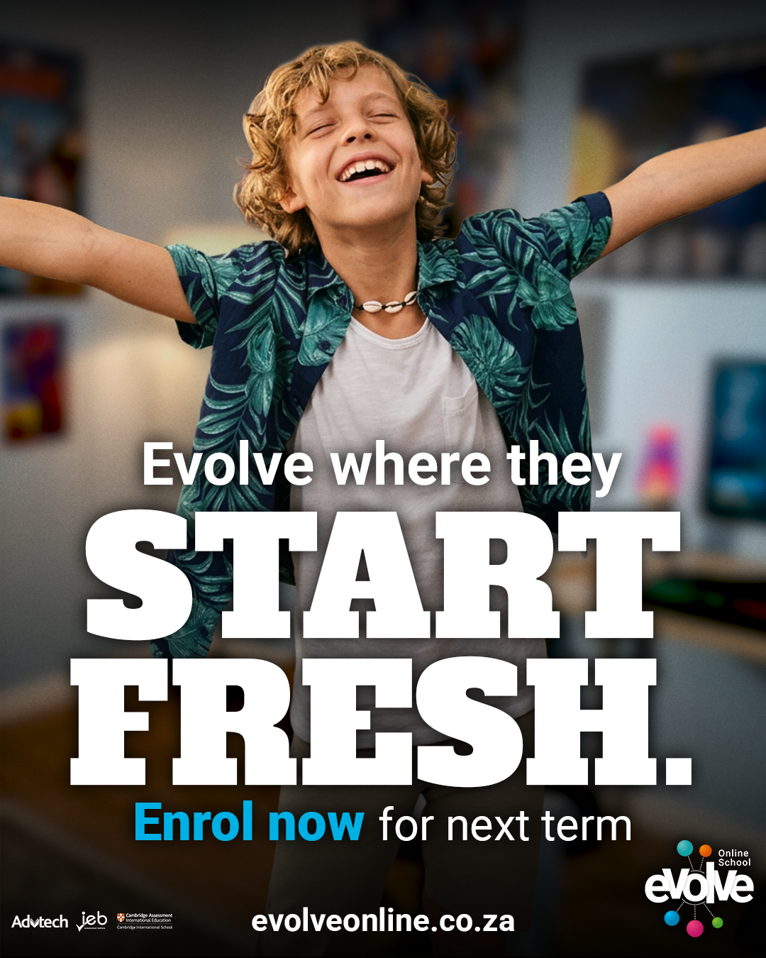Evolve Online School Facebook ad from Mar 27, 2026