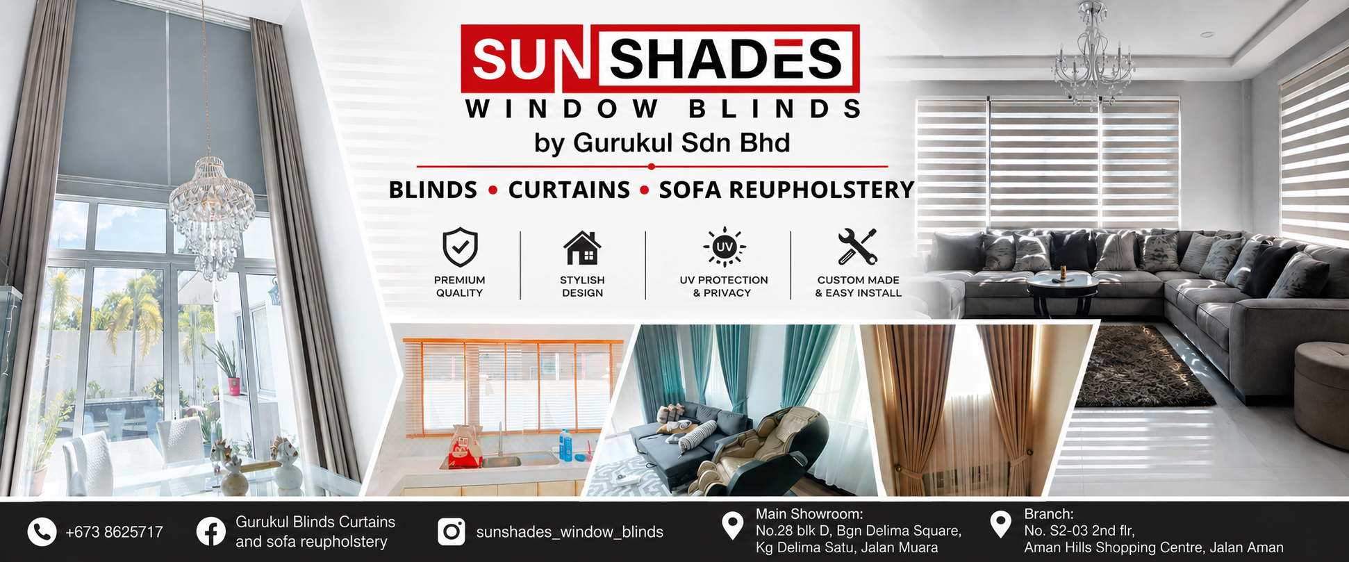 Gurukul Blinds, Curtains & Sofa Reupholstery Facebook ad: Your home is your showcase.