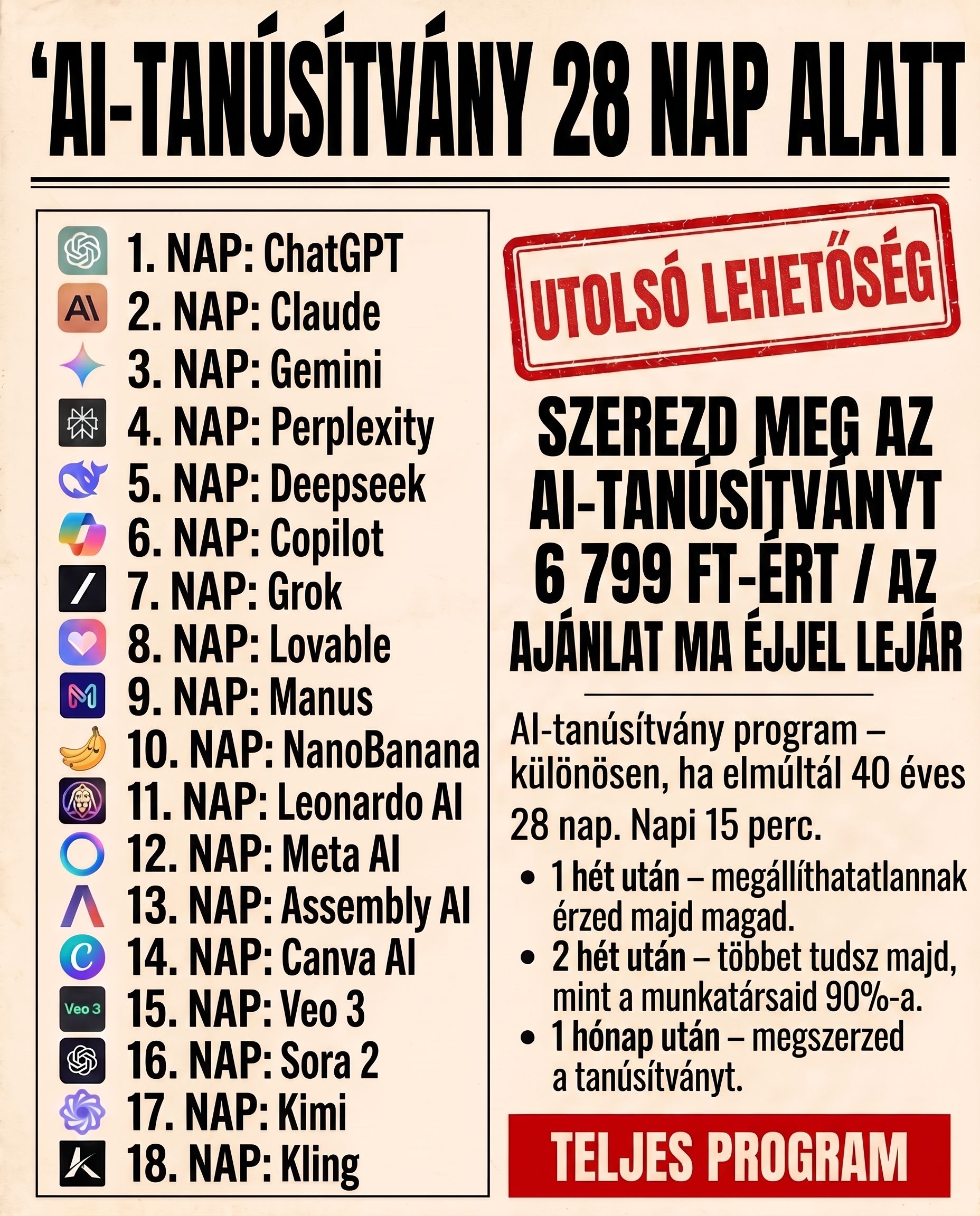 Lernejo AI Magyarország Facebook ad: Tanuld meg használni az AI-t