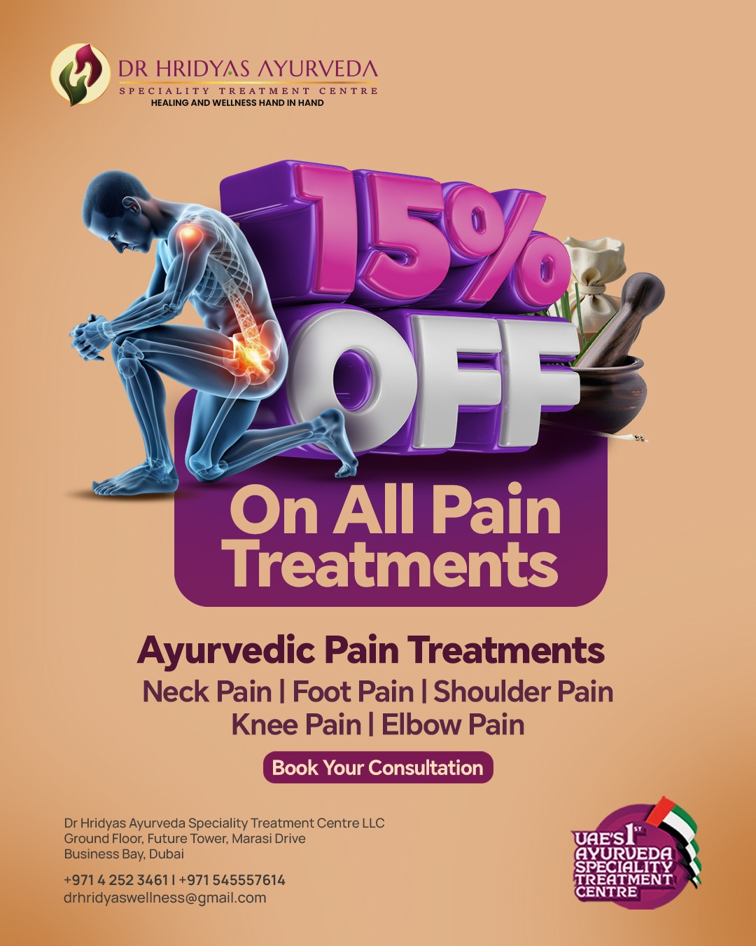 Dr Hridyas Ayurveda Speciality Clinic Business Bay Facebook ad: Experience the precision of the UAE’s first speciality…