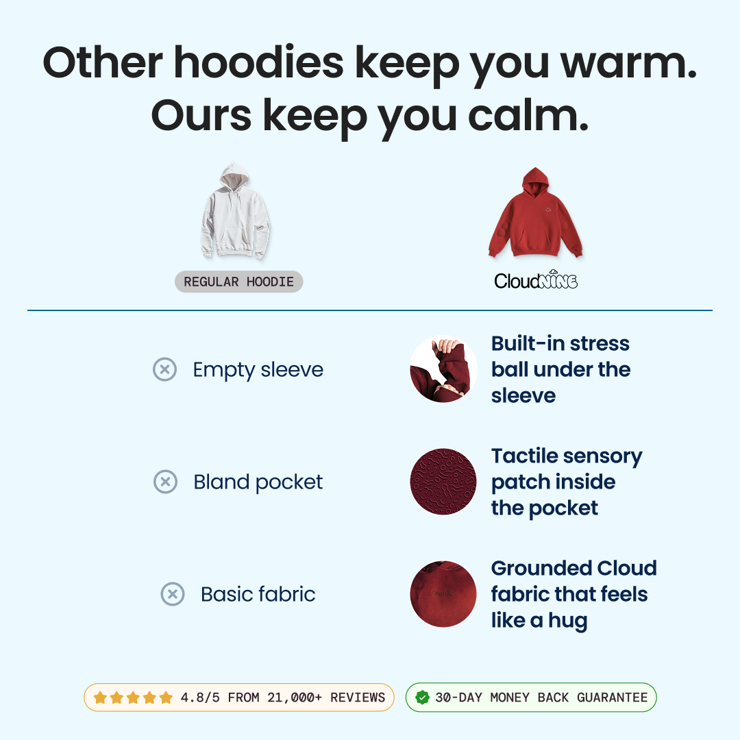 Cloud Nine Facebook ad: Squeeze & Fidget Away Anxiety