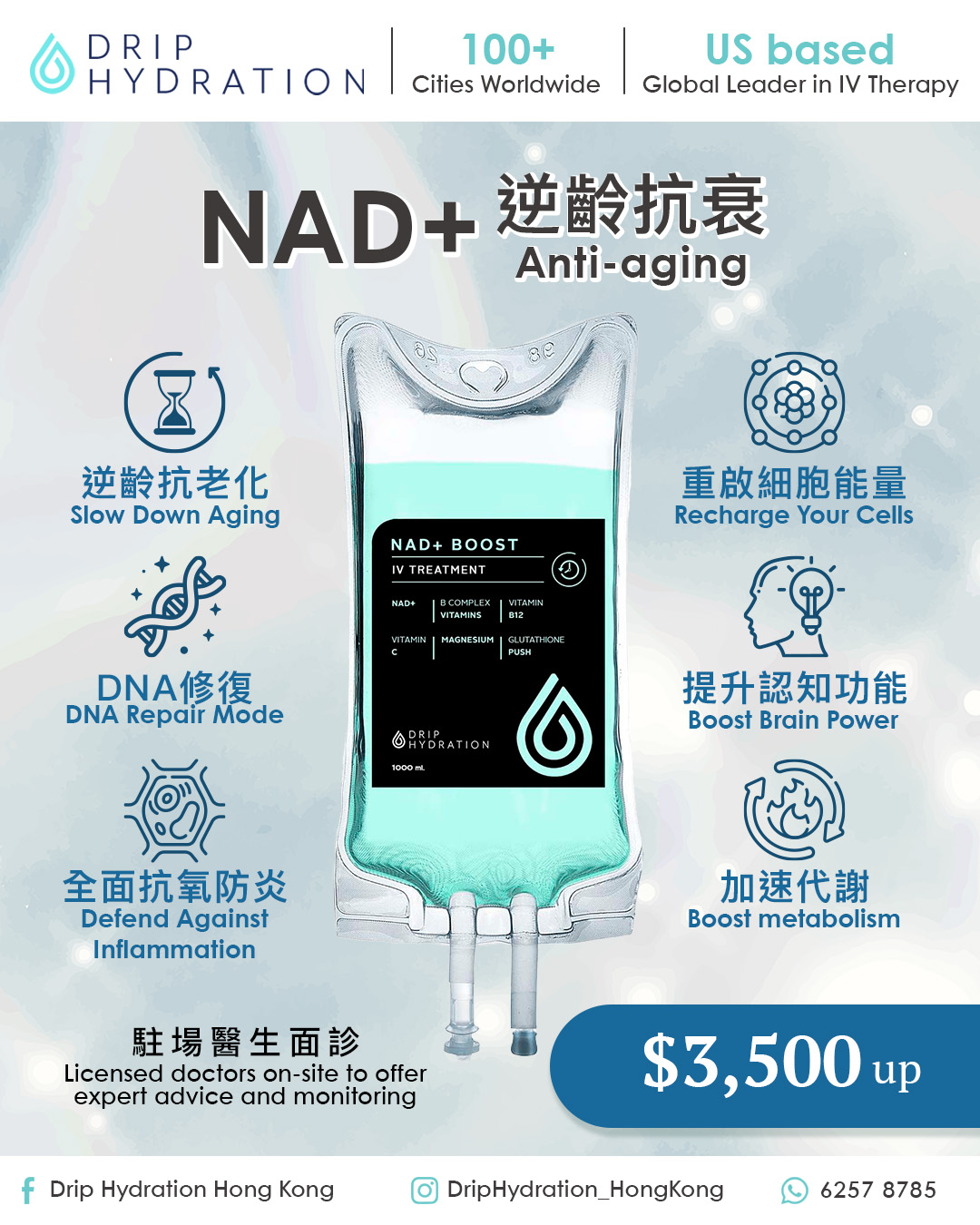 Drip Hydration Hong Kong Facebook ad: NAD+ IV | The Secret to Looking & Feeling Best
