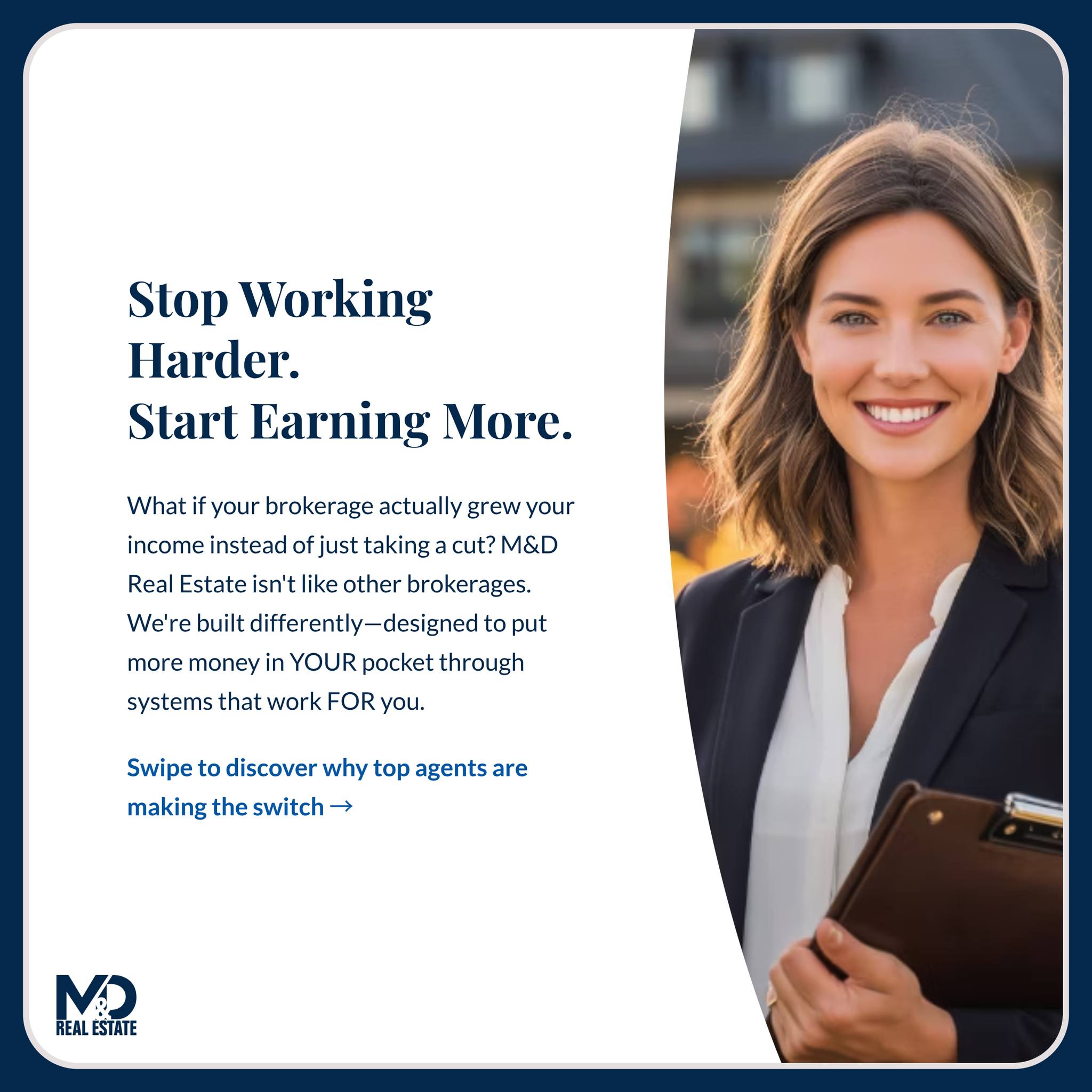M&D Real Estate Facebook ad: Real talk for real estate agents.