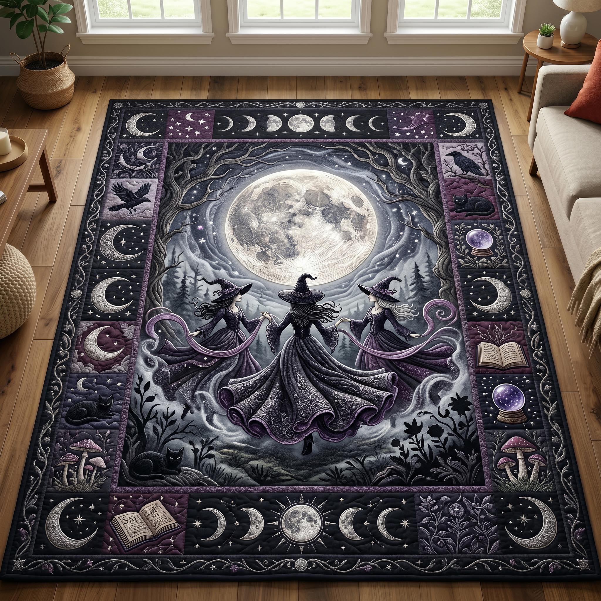 Willow Quilt Creations Facebook ad: Witches Coven Area Rug GFTONMU1025