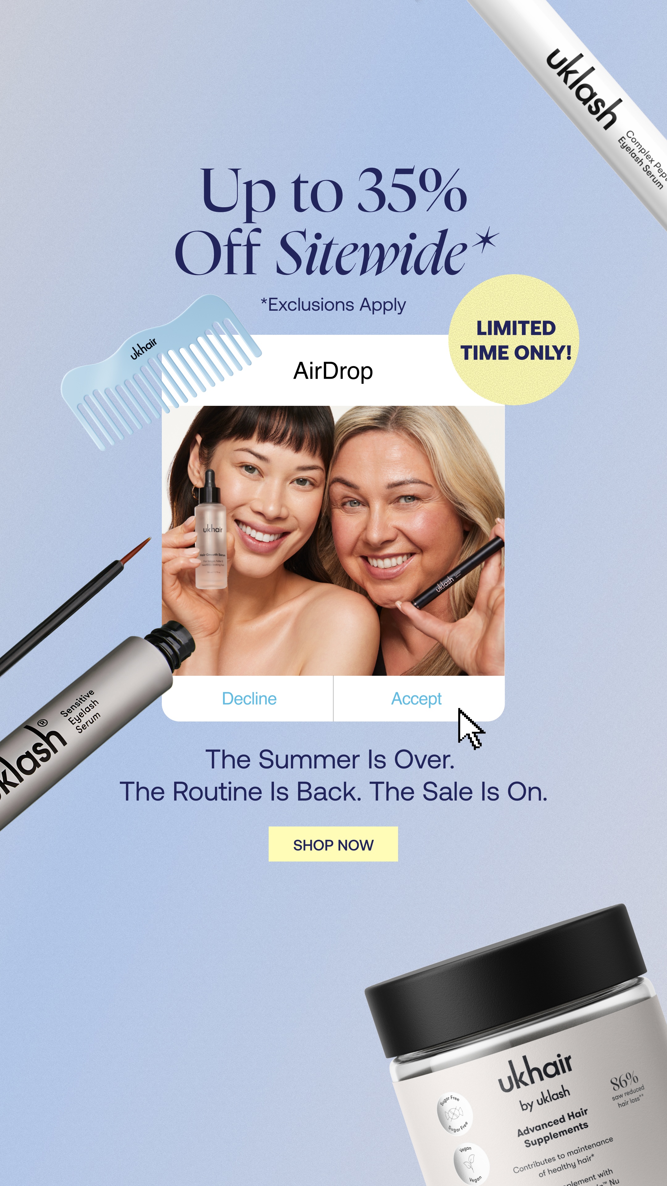 Uklash Facebook ad: 30% off sitewide + 5% Sets & Kits