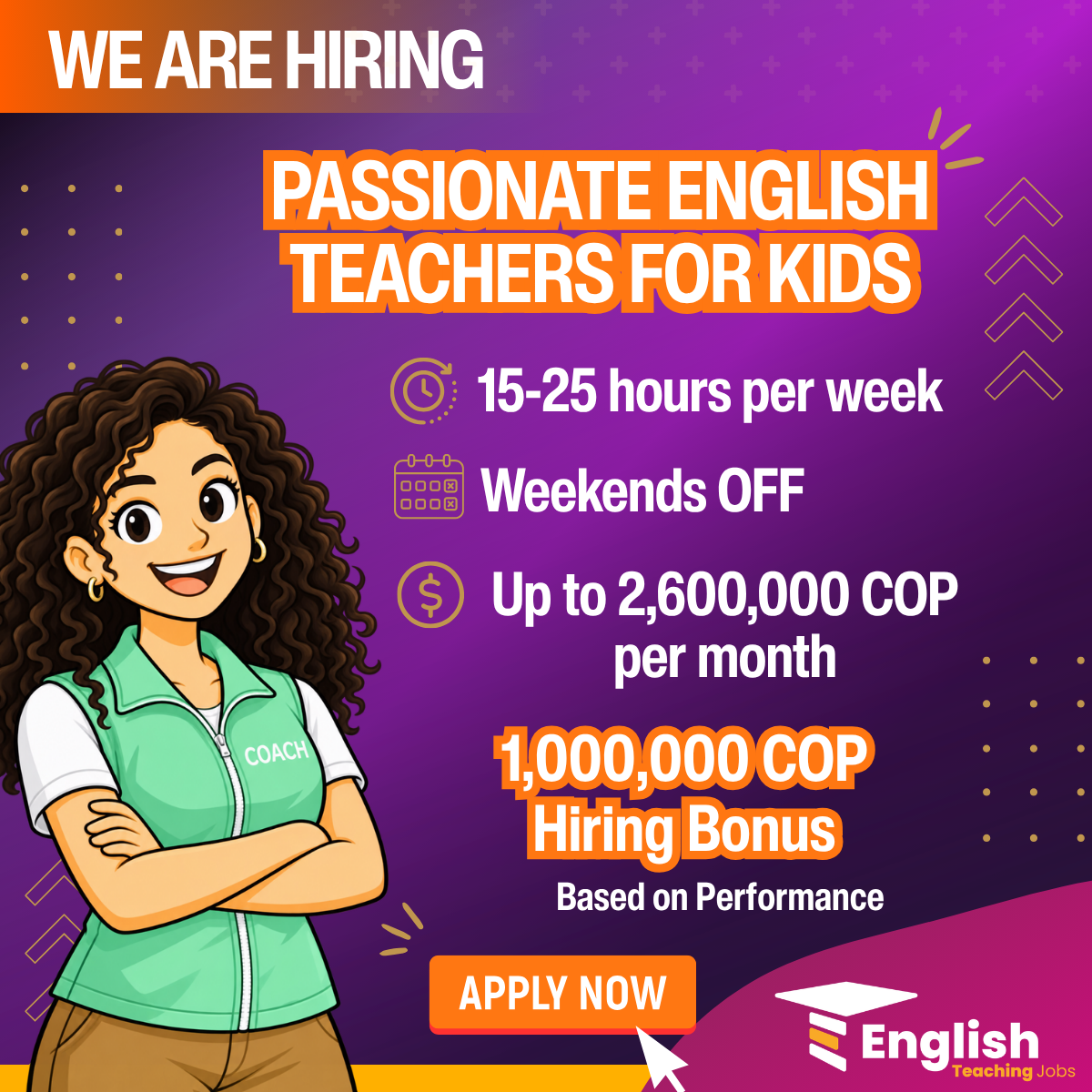English Teaching Jobs Facebook ad: APPLY NOW! LIMITED SPOTS
