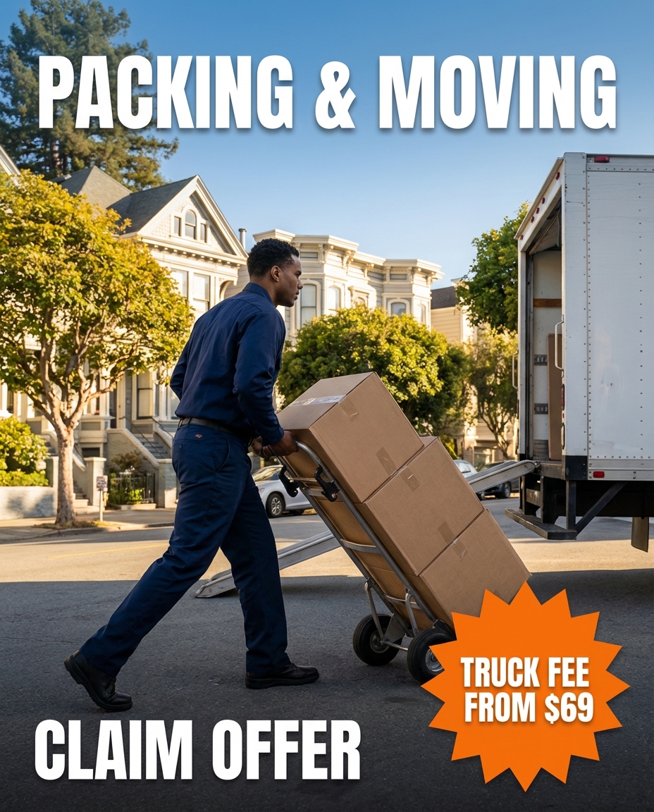 Local Moving Services Facebook ad: Stress-Free Packing & Moving | All-Inclusive Rates