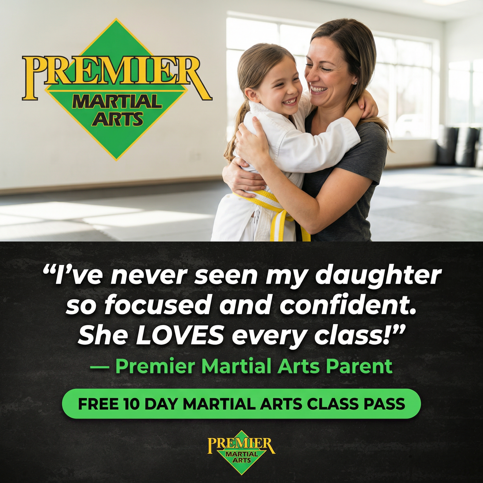 Premier Martial Arts, Glendale AZ Facebook ad: Want a FREE 10-Day, Kids Martial Arts Class Pass?