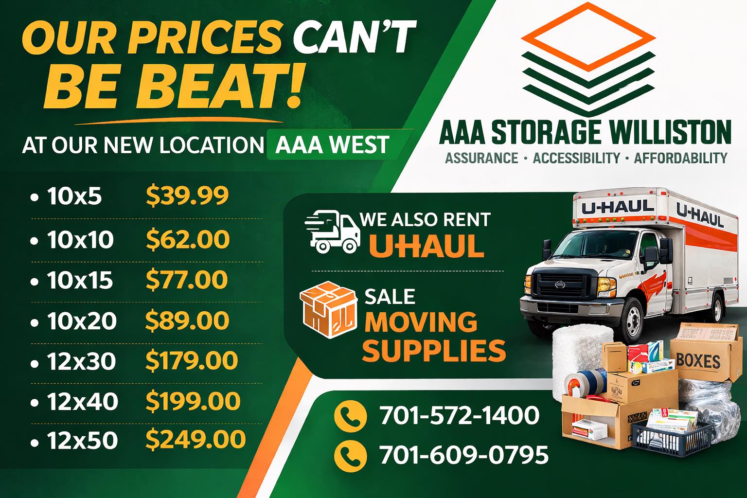AAA Storage Williston & AAA Storage West Williston Facebook ad