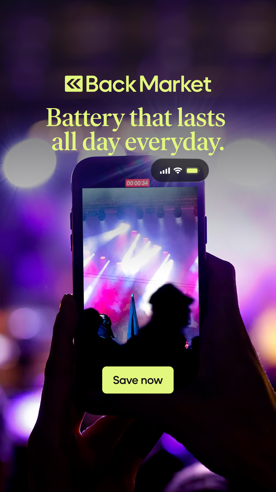 Back Market Facebook ad: Save on premium refurbished tech.