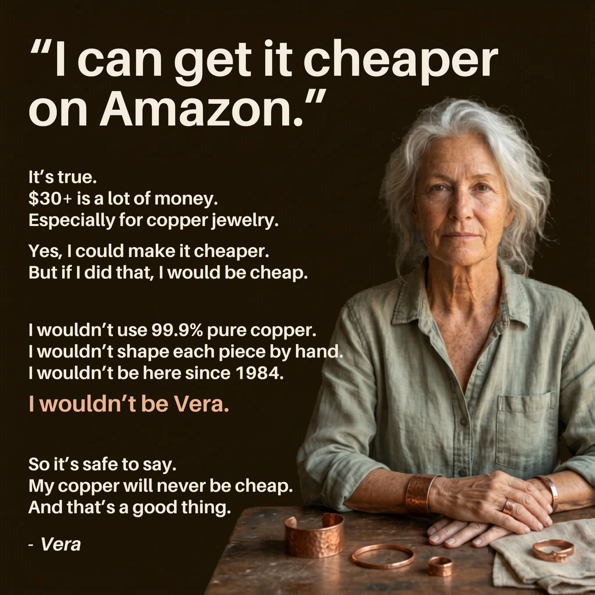 Vera’s Copper Jewelry Facebook ad
