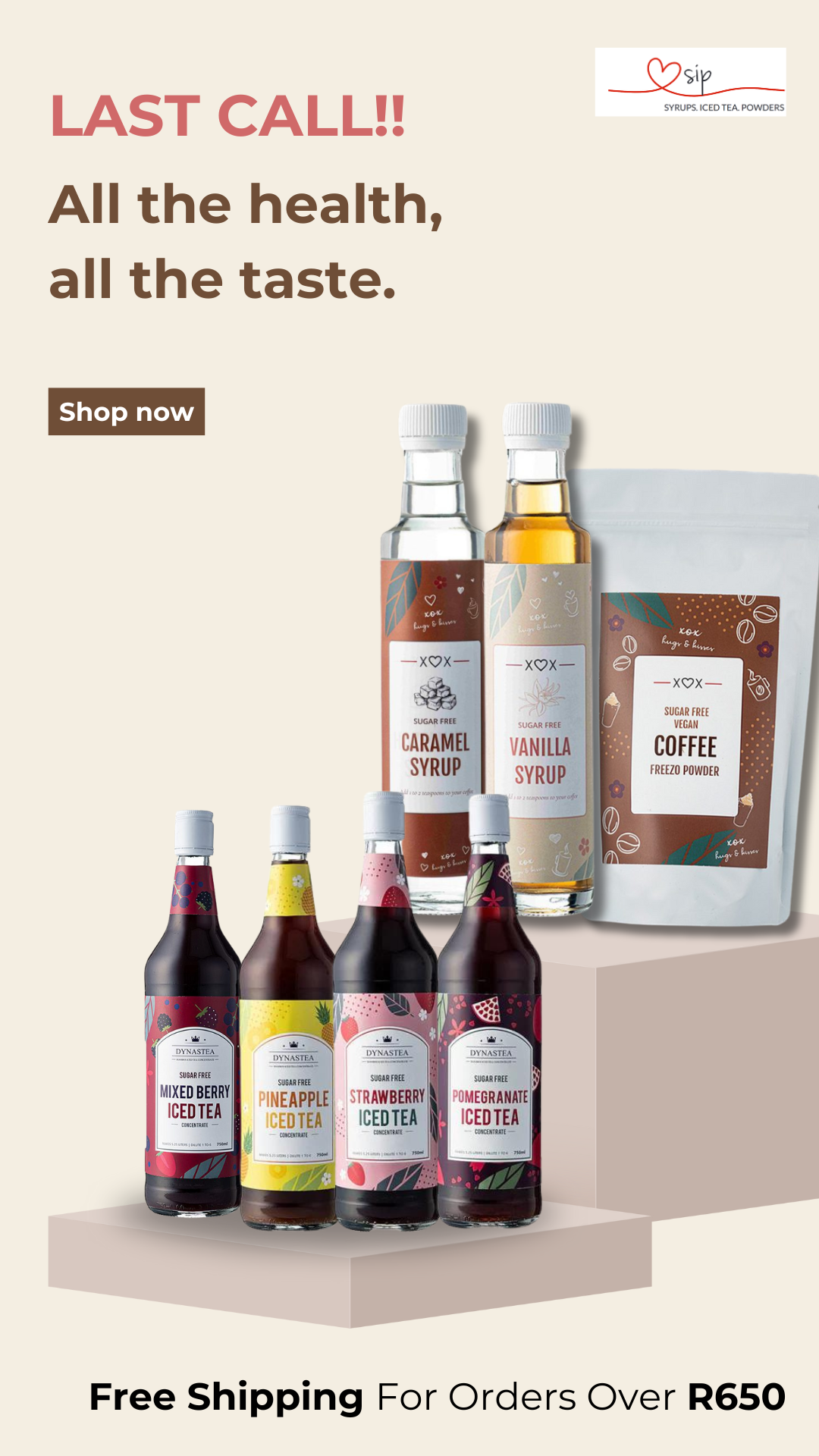 The SIP Store: Sugar-free drinks Facebook ad from Feb 27, 2025