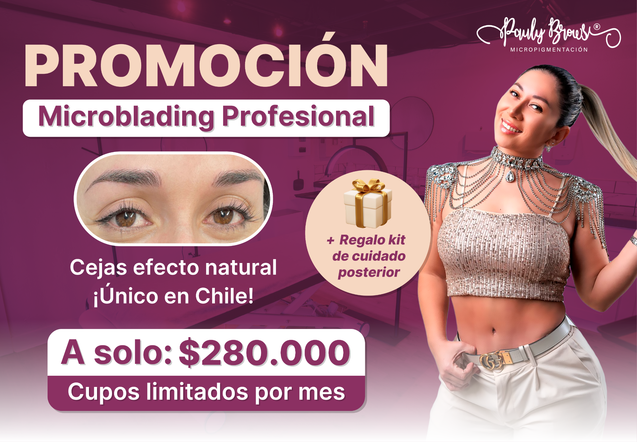 Pauly Brows Facebook ad from Mar 20, 2026