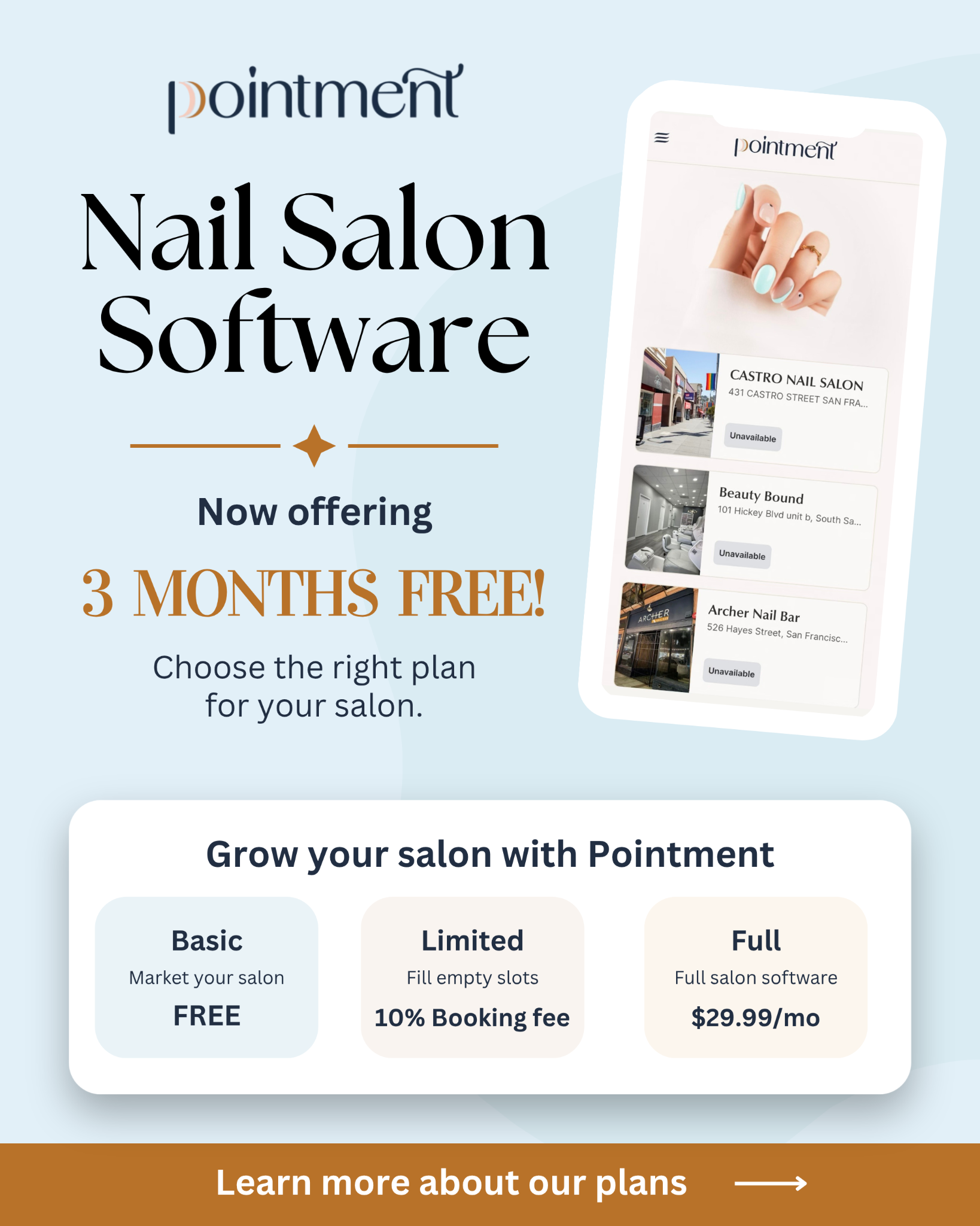 Pointment Facebook ad: Nail salon owners, get your first 3 months…