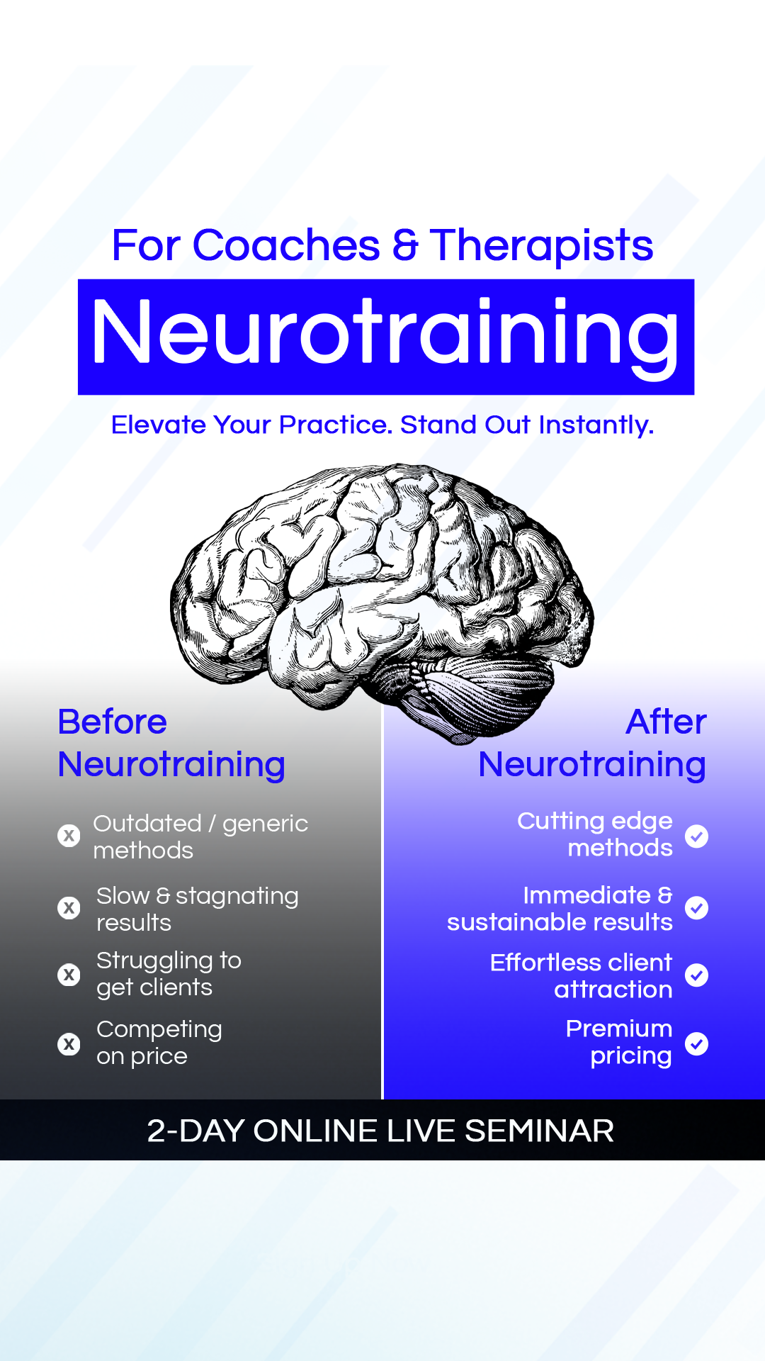 Neurotraining Institute Facebook ad: 2-Day Neurotraining Online Live Seminar