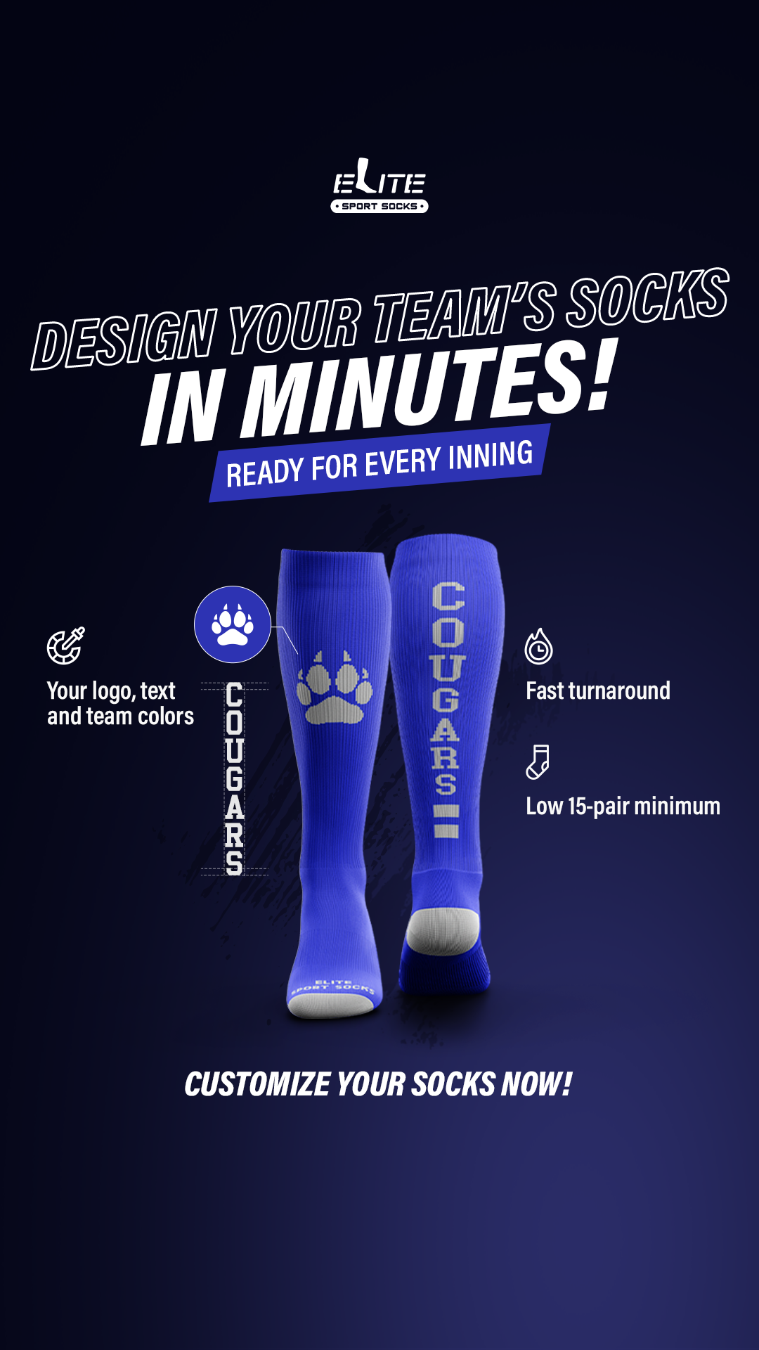 Elite Sport Socks Facebook ad from Mar 2, 2026