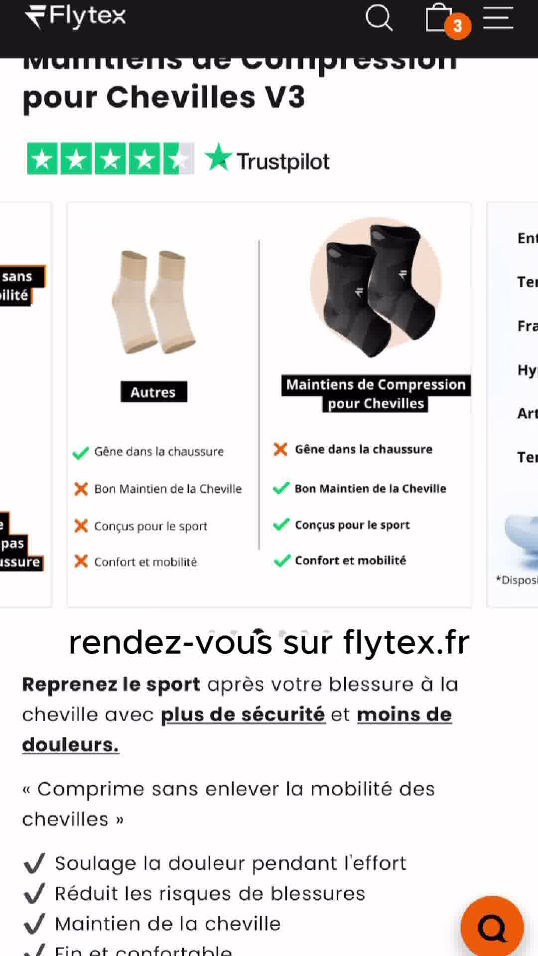 Flytex Facebook ad: Compression pour Chevilles