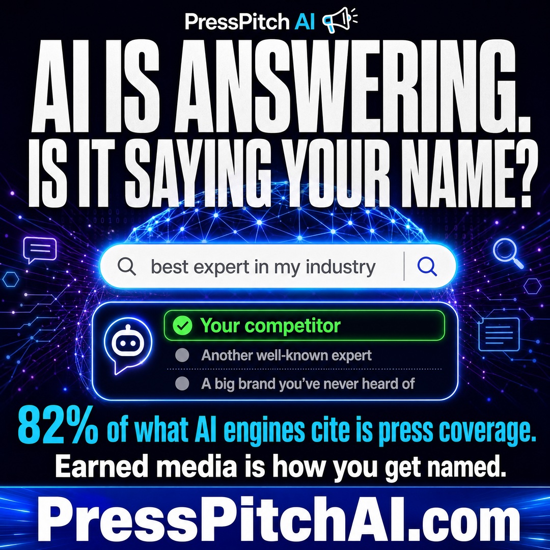 PressPitch AI Facebook ad: Press, Podcasts + Stages: $41/mo