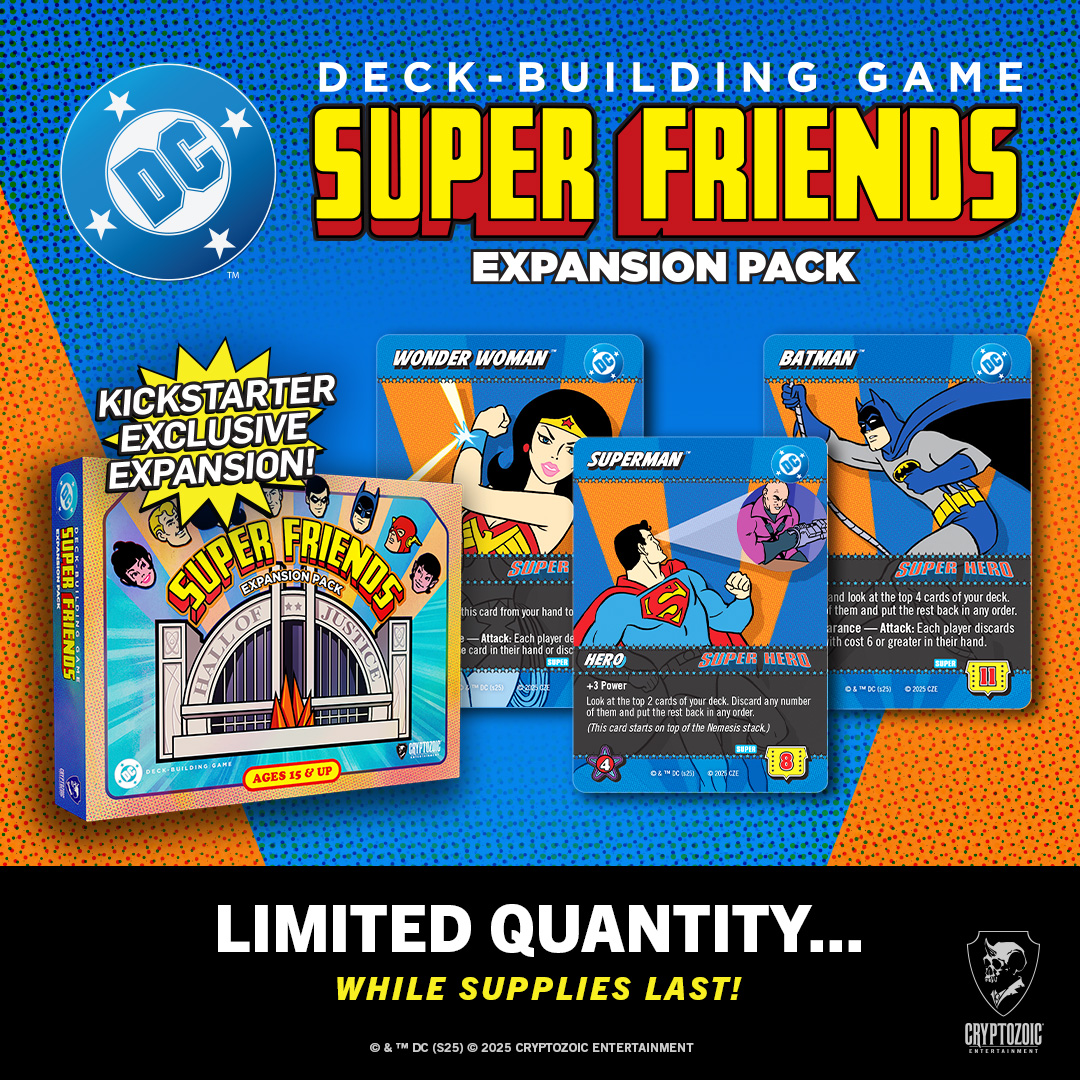 Cryptozoic Entertainment Facebook ad: DC Deck-Building Game: Super Friends Expansion Pack…