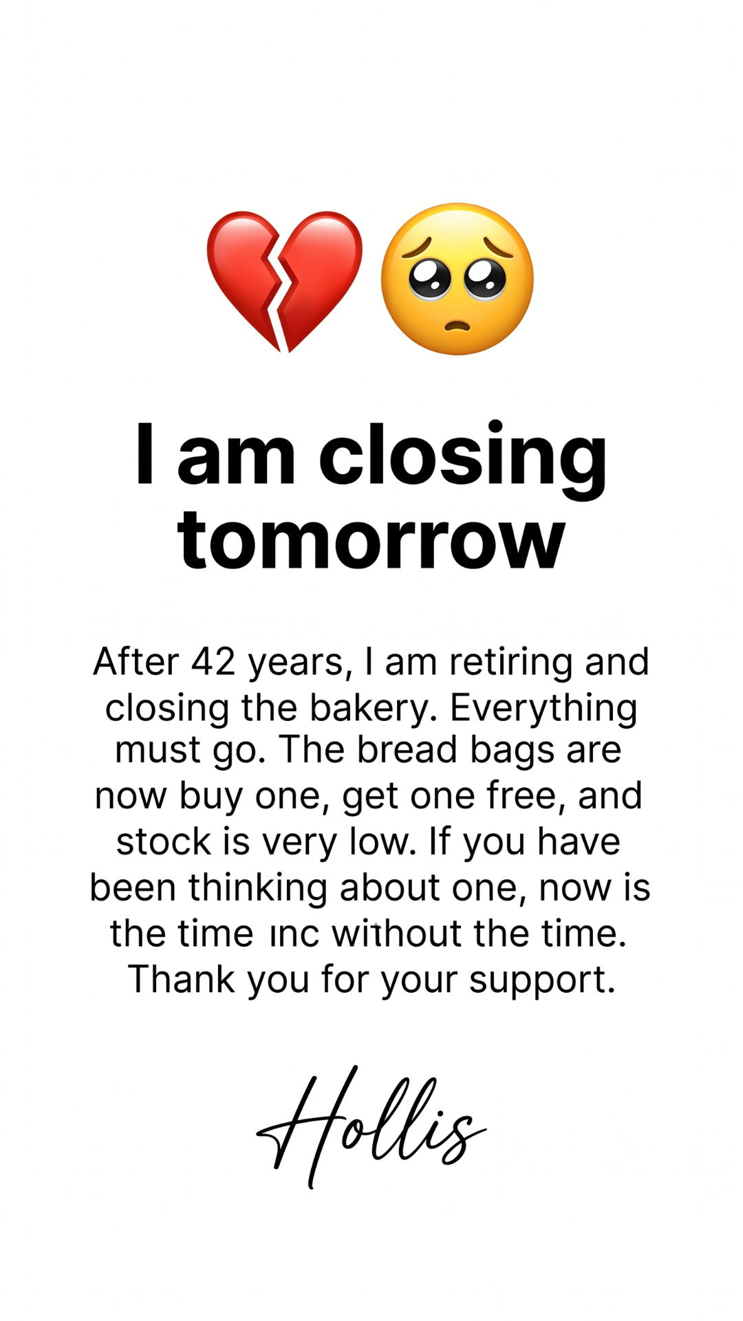 Brenners Bakery Facebook ad