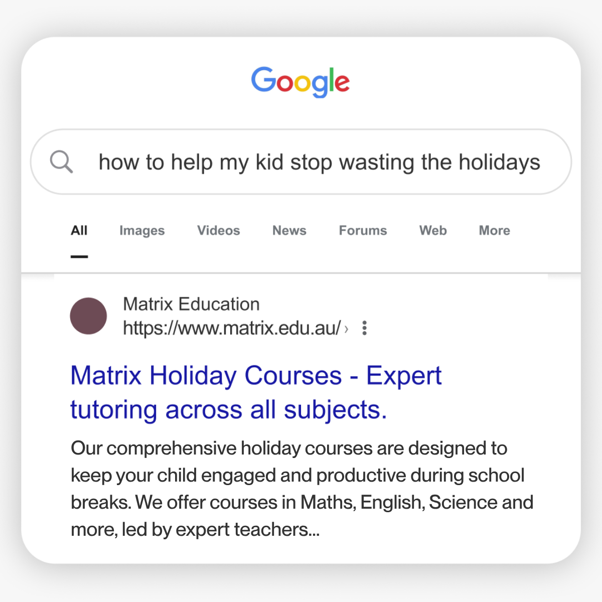 Matrix Education Facebook ad