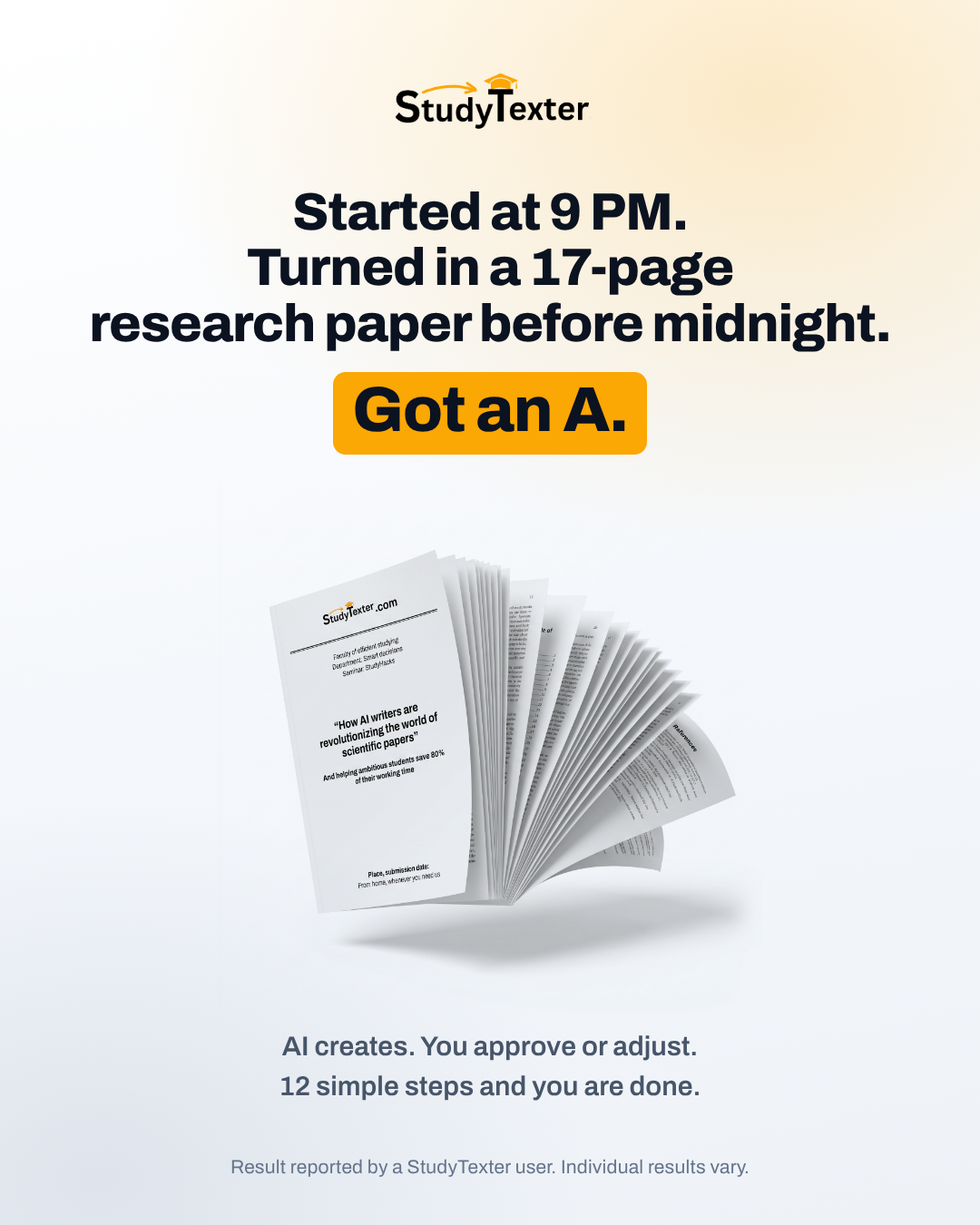 StudyTexter.com Facebook ad: Your paper draft in about 2 hours