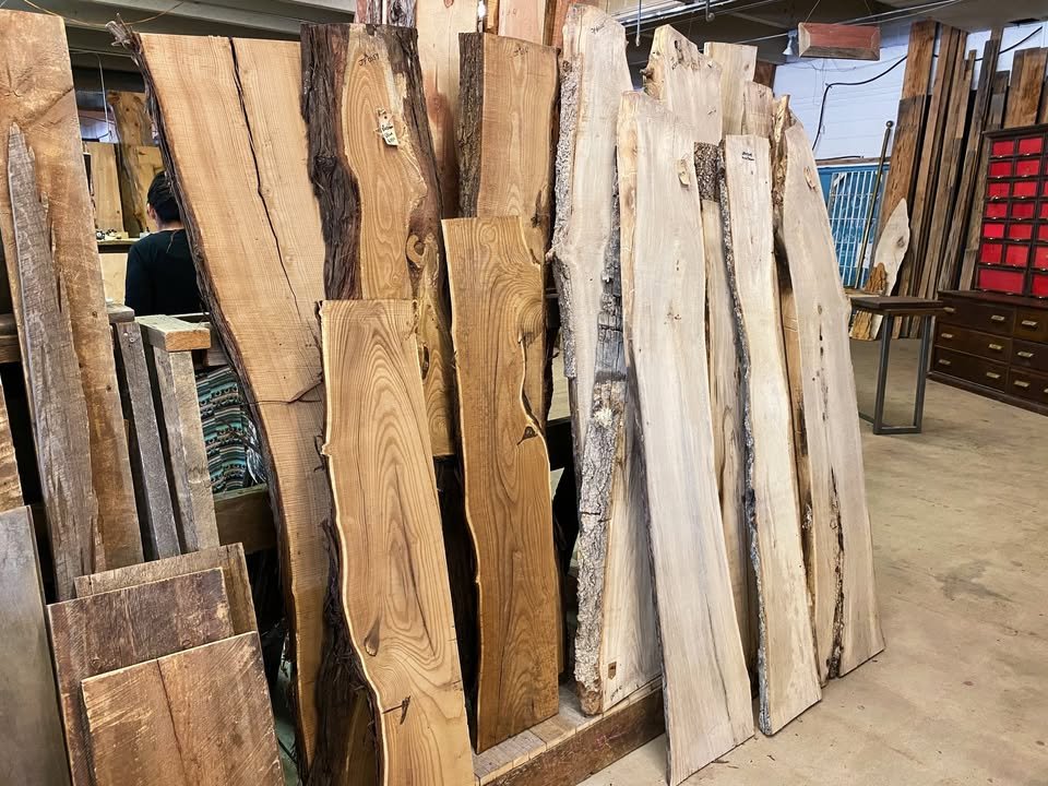 Sarah Miller Facebook ad: Live Edge Slabs! Kiln Dried! CO Trees!