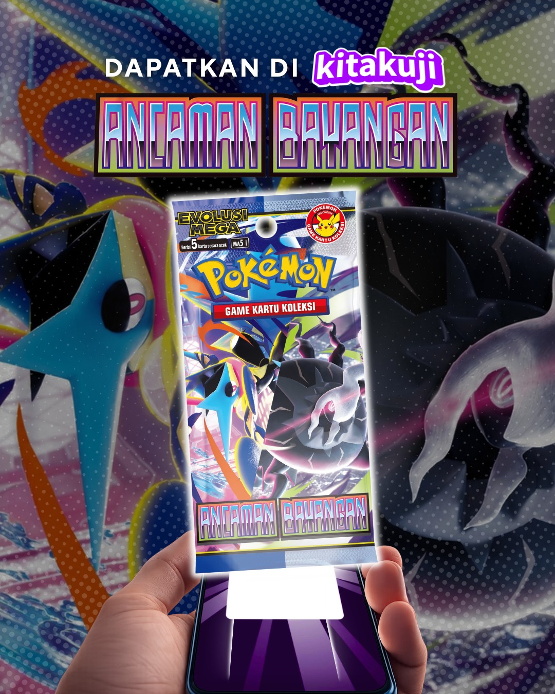 Kitakuji.id Facebook ad: SET BERBURU ANCAMAN BAYANGAN: POKEMON TCG IS LIVE!