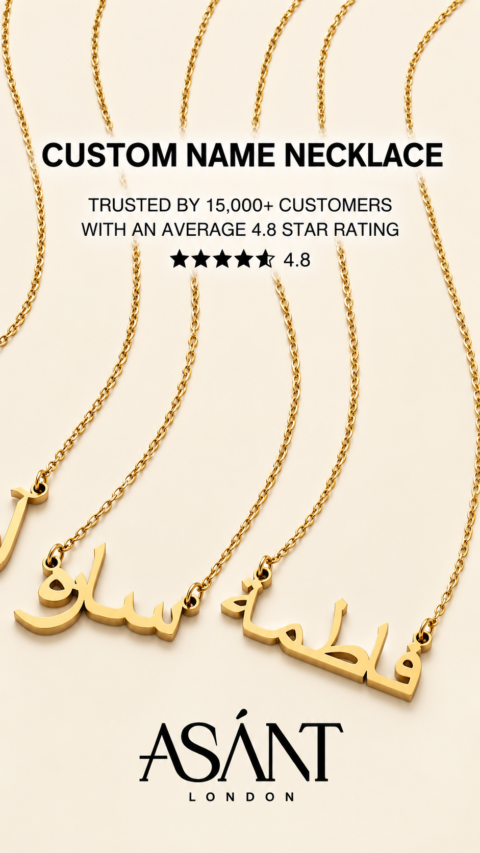 ASÁNT London Facebook ad: Crafted using real 18k gold, non-tarnish & hypoallergenic →