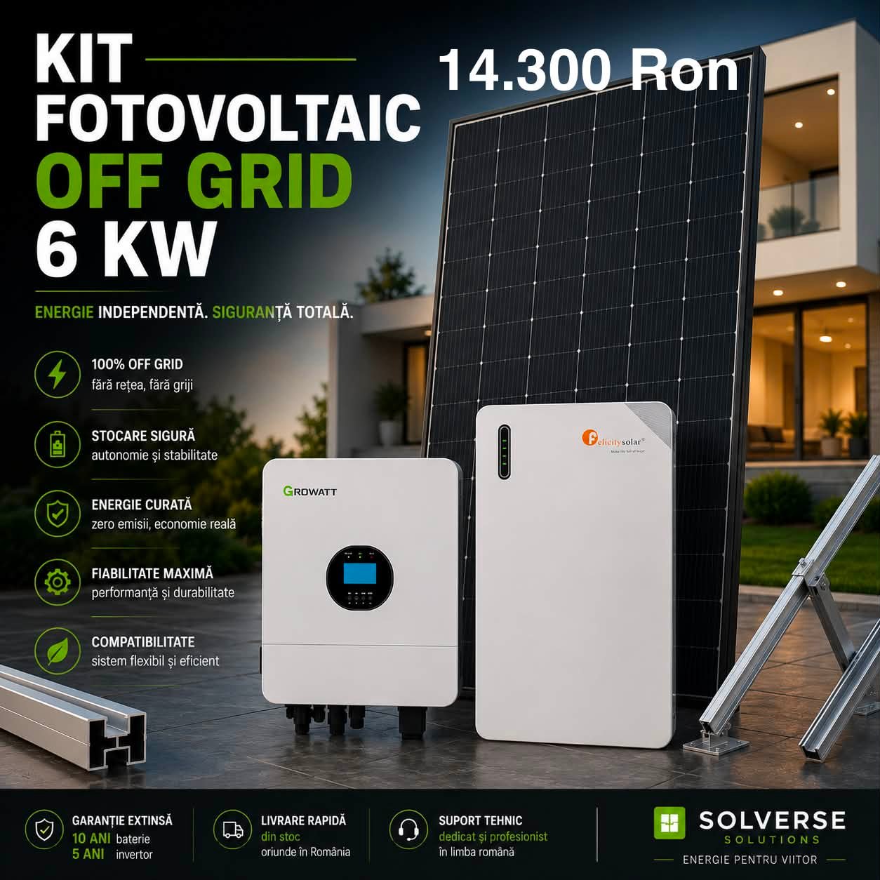 Solverse-Green Energy Facebook ad: Super ofertă la kit-urile fotovoltaice Hibrid și Off-Grid.