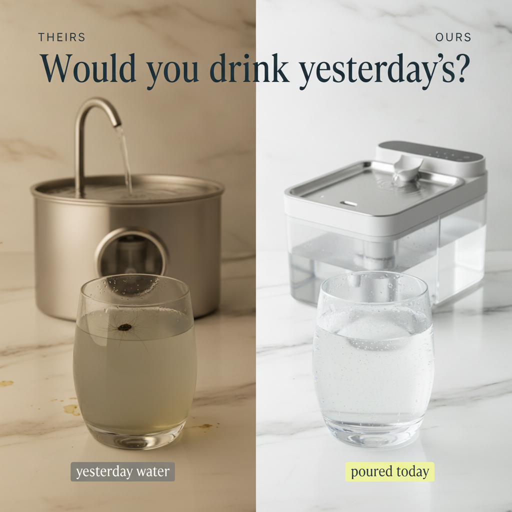 Dr. Hannah Cole, DVM Facebook ad: The only cat fountain that never refilters old water